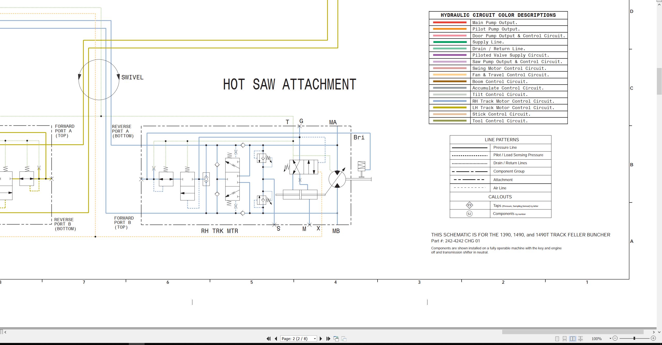 CAT Track Feller Buncher 1490 Hydraulic Schematic RENR8654 01 2008 (2)
