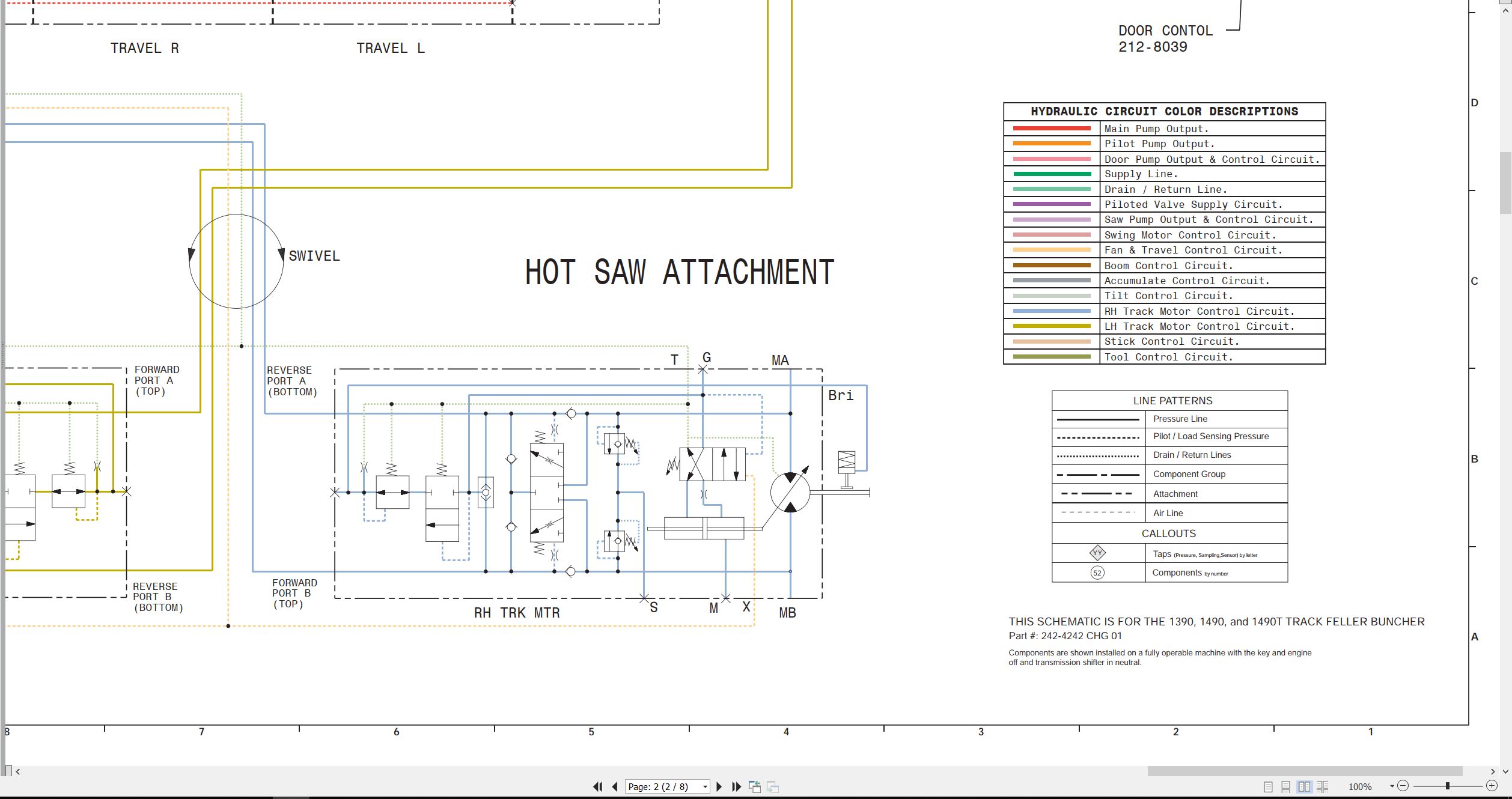 CAT Track Feller Buncher 1490T Hydraulic Schematic RENR8654 01 2008 (2)