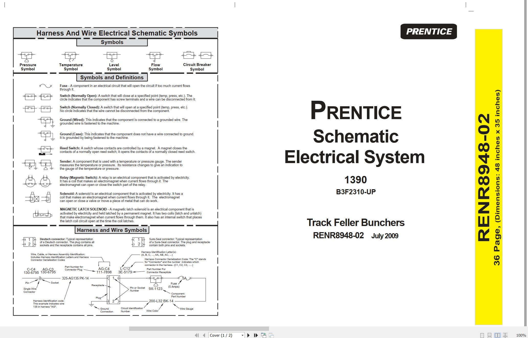 CAT Track Feller Buncher Prentice 1390 Electrical Schematic Hydraulic Schematic (1)