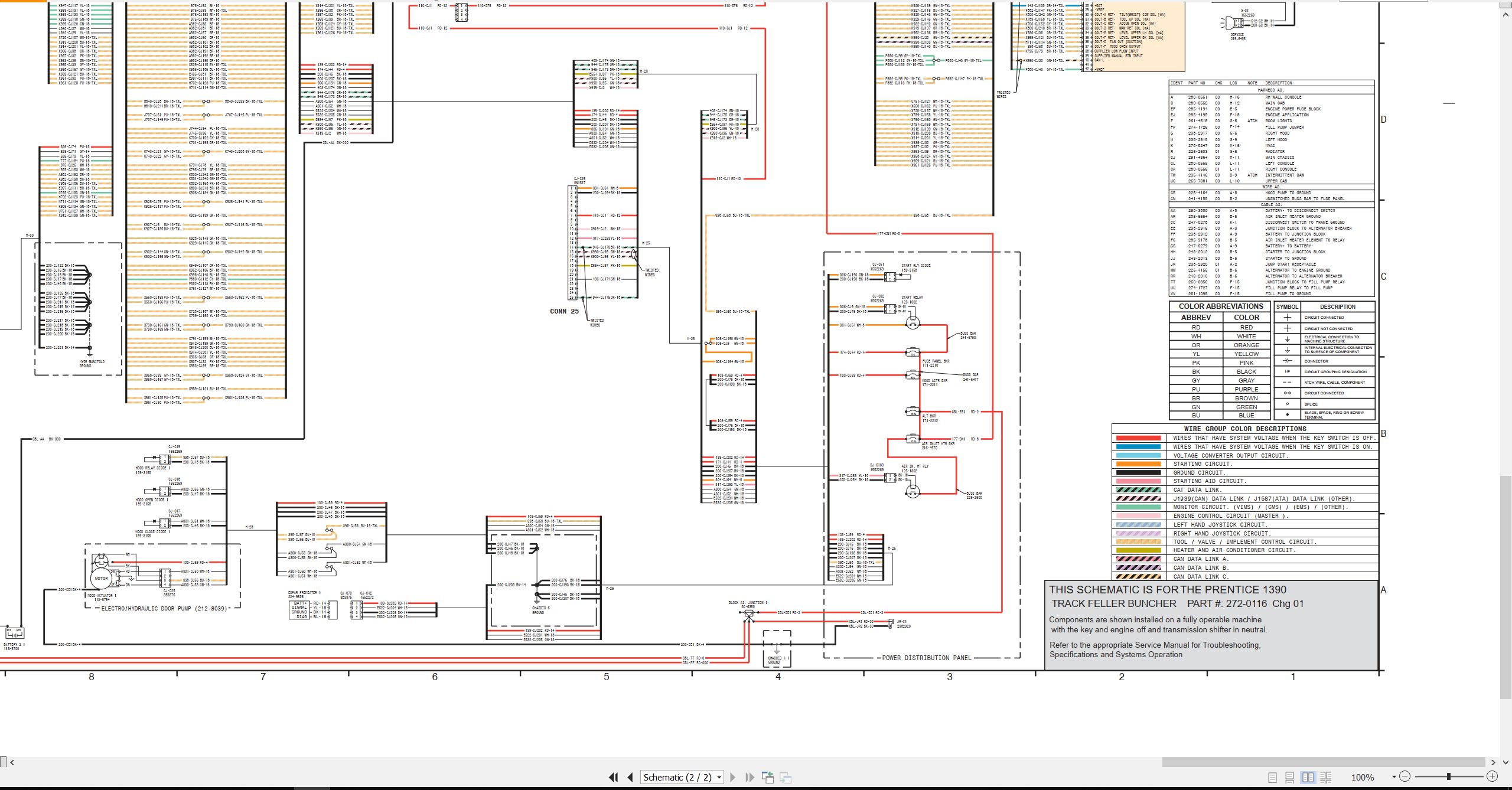 CAT Track Feller Buncher Prentice 1390 Electrical Schematic Hydraulic Schematic (2)