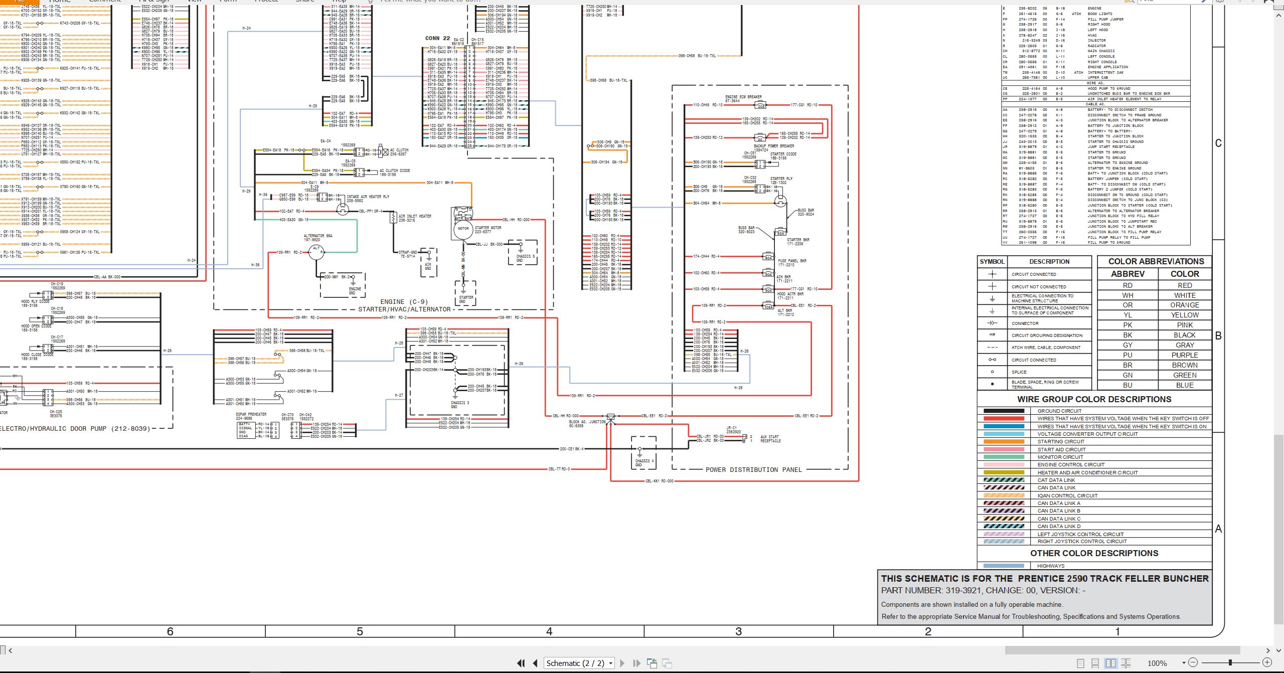 CAT Track Feller Buncher Prentice 2590 Electrical Schematic Hydraulic Schematic (2)