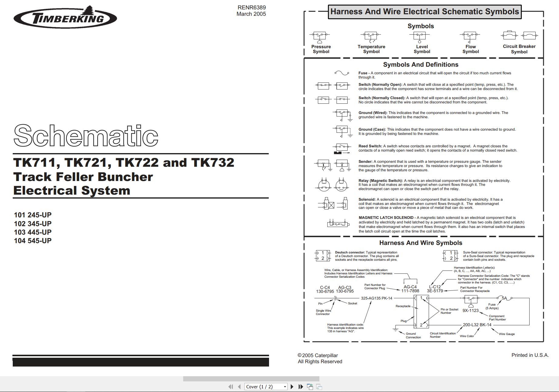 CAT Track Feller Buncher TK722 Electrical Hydraulic Schematic (1)