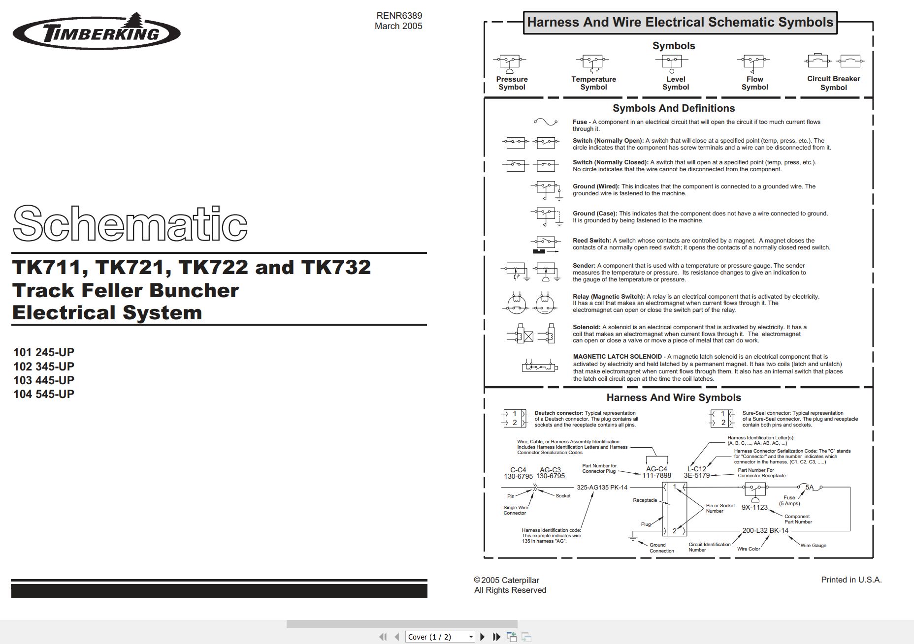 CAT Track Feller Buncher TK732 Electrical Hydraulic Schematic (1)