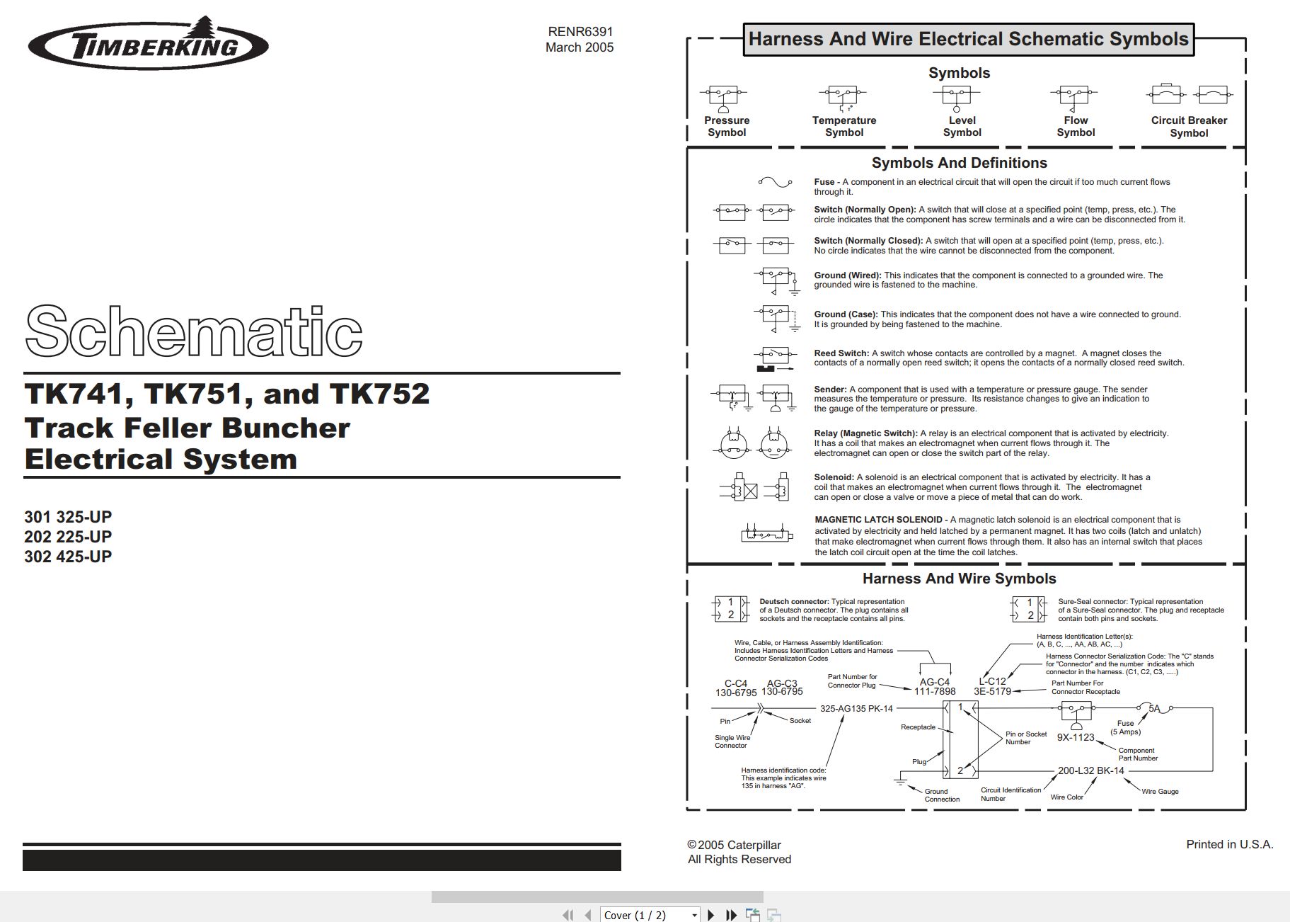 CAT Track Feller Buncher TK752 Electrical Hydraulic Schematic (1)