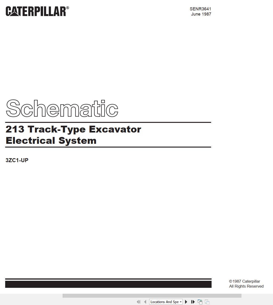 CAT Track Type Excavator 213 Electrical Schematic SENR3641 00 1987 (1)