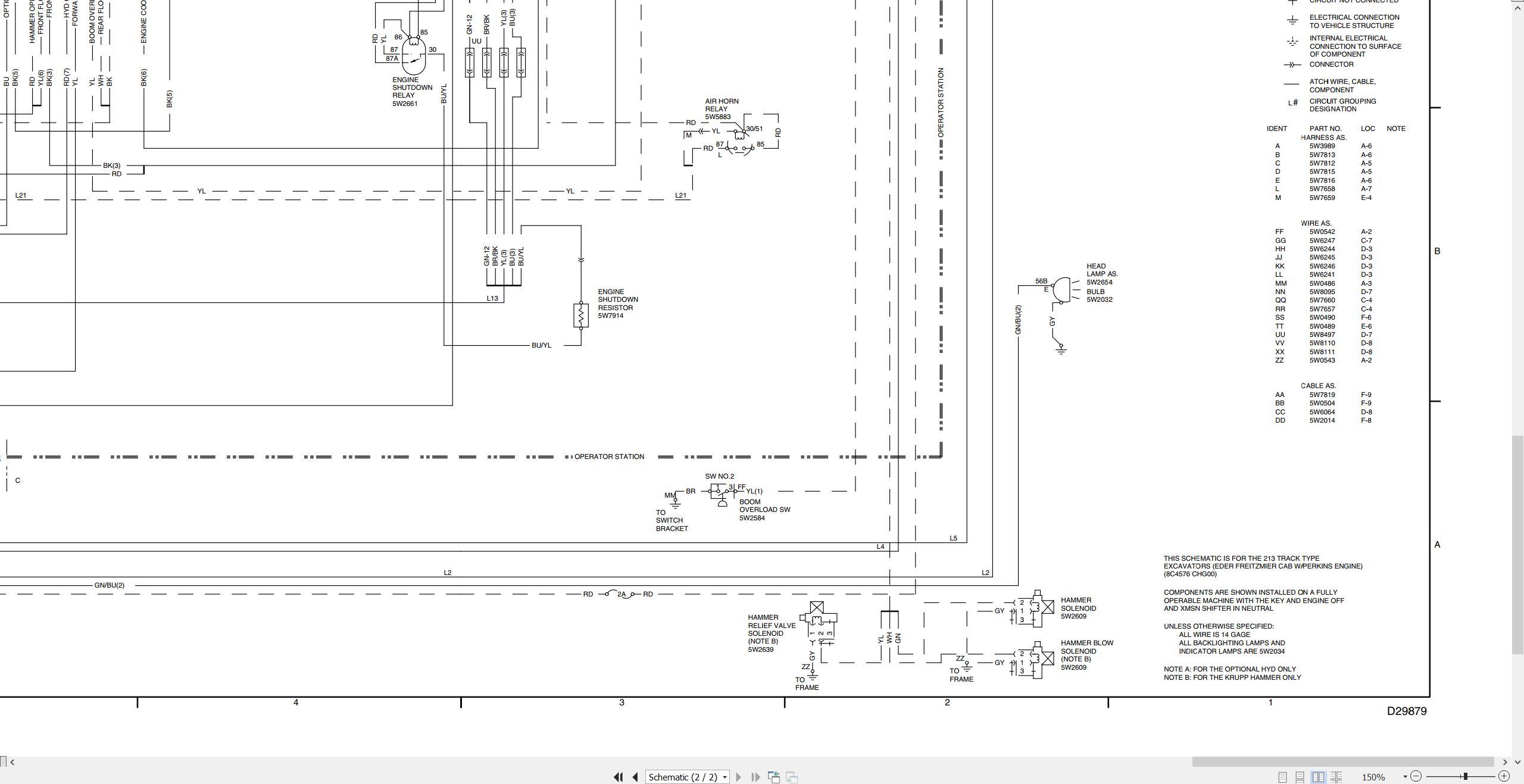 CAT Track Type Excavator 213 Electrical Schematic SENR3641 00 1987 (2)