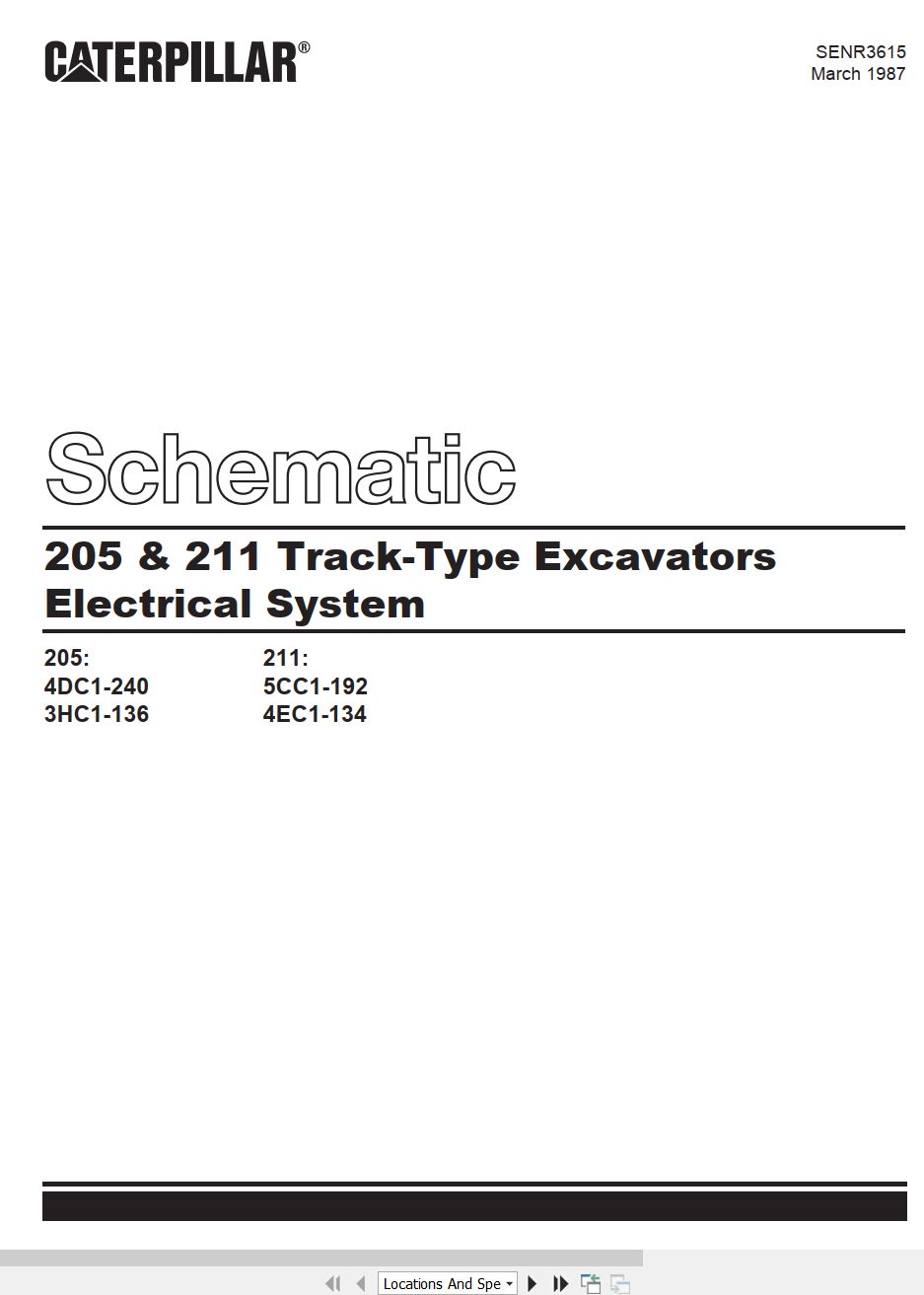 CAT Track Type Excavators 205 211 Electrical Schematic SENR3615 00 1987 (1)