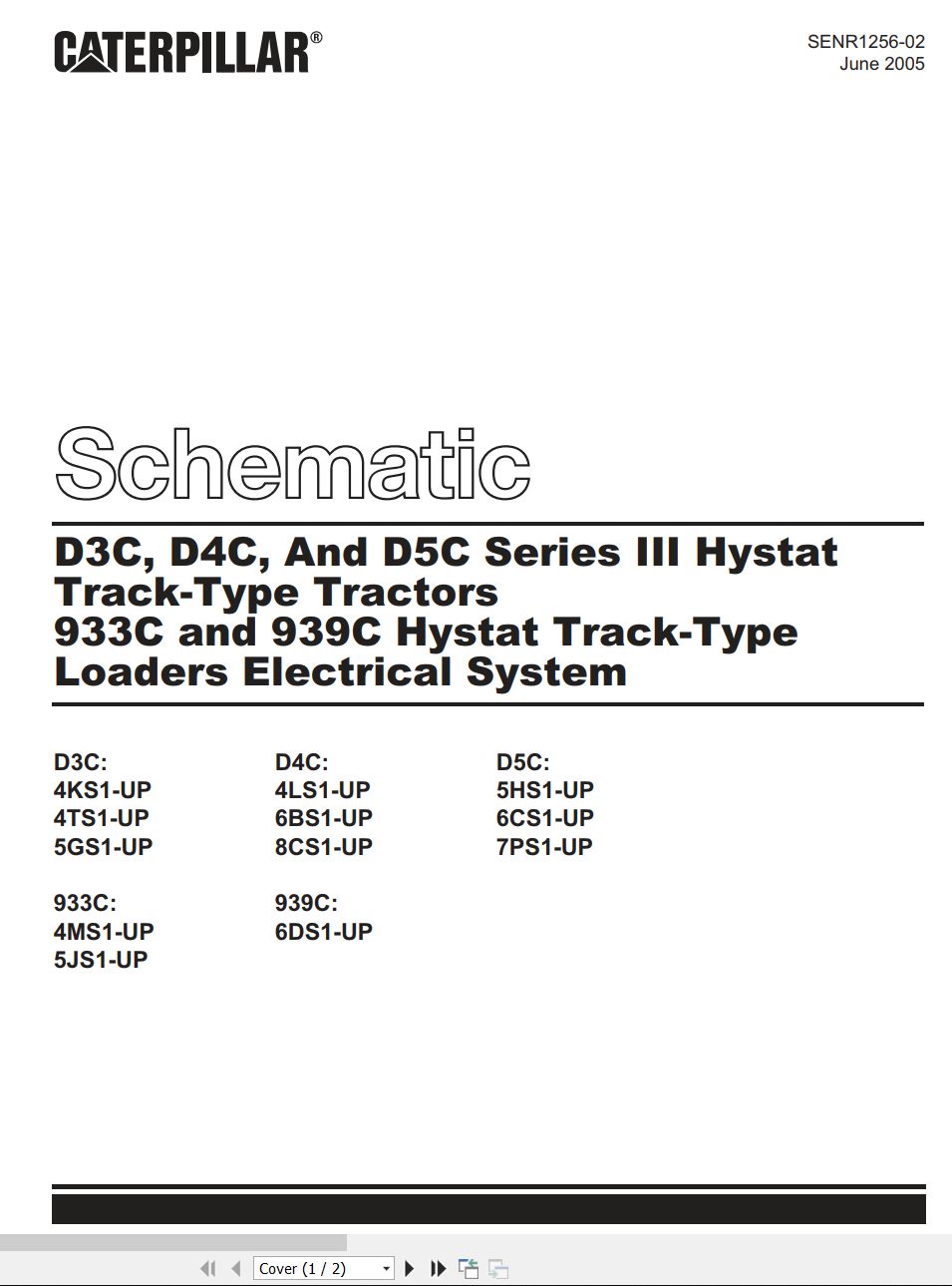 CAT Track Type Loader 933C Electrical Hydraulic Schematic (1)