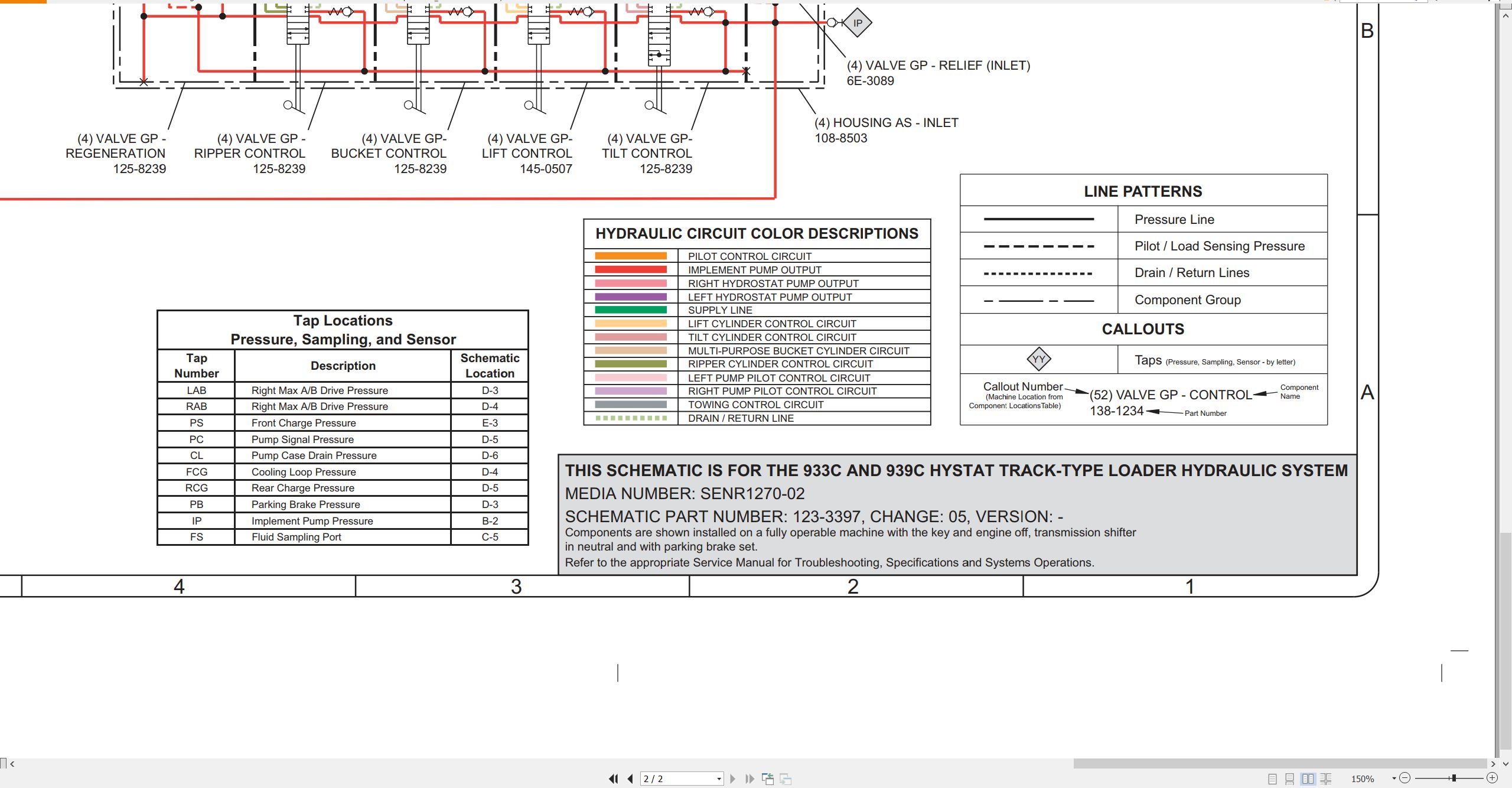 CAT Track Type Loader 933C Electrical Hydraulic Schematic (3)