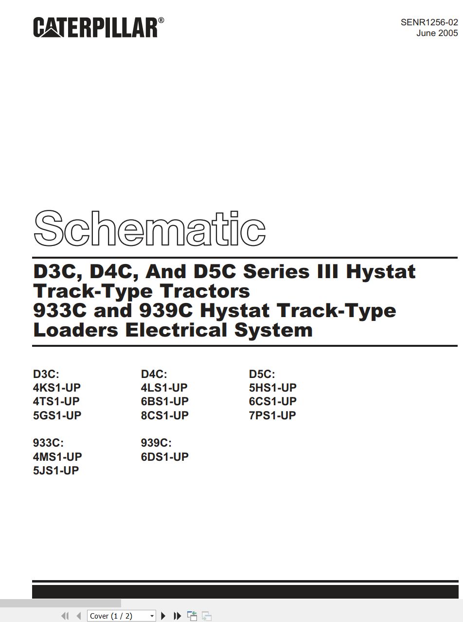 CAT Track Type Loader 939C Electrical Hydraulic Schematic (1)