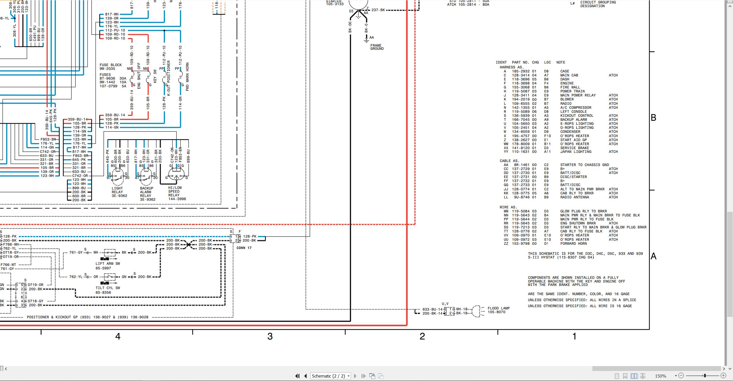 CAT Track Type Loader 939C Electrical Hydraulic Schematic (2)