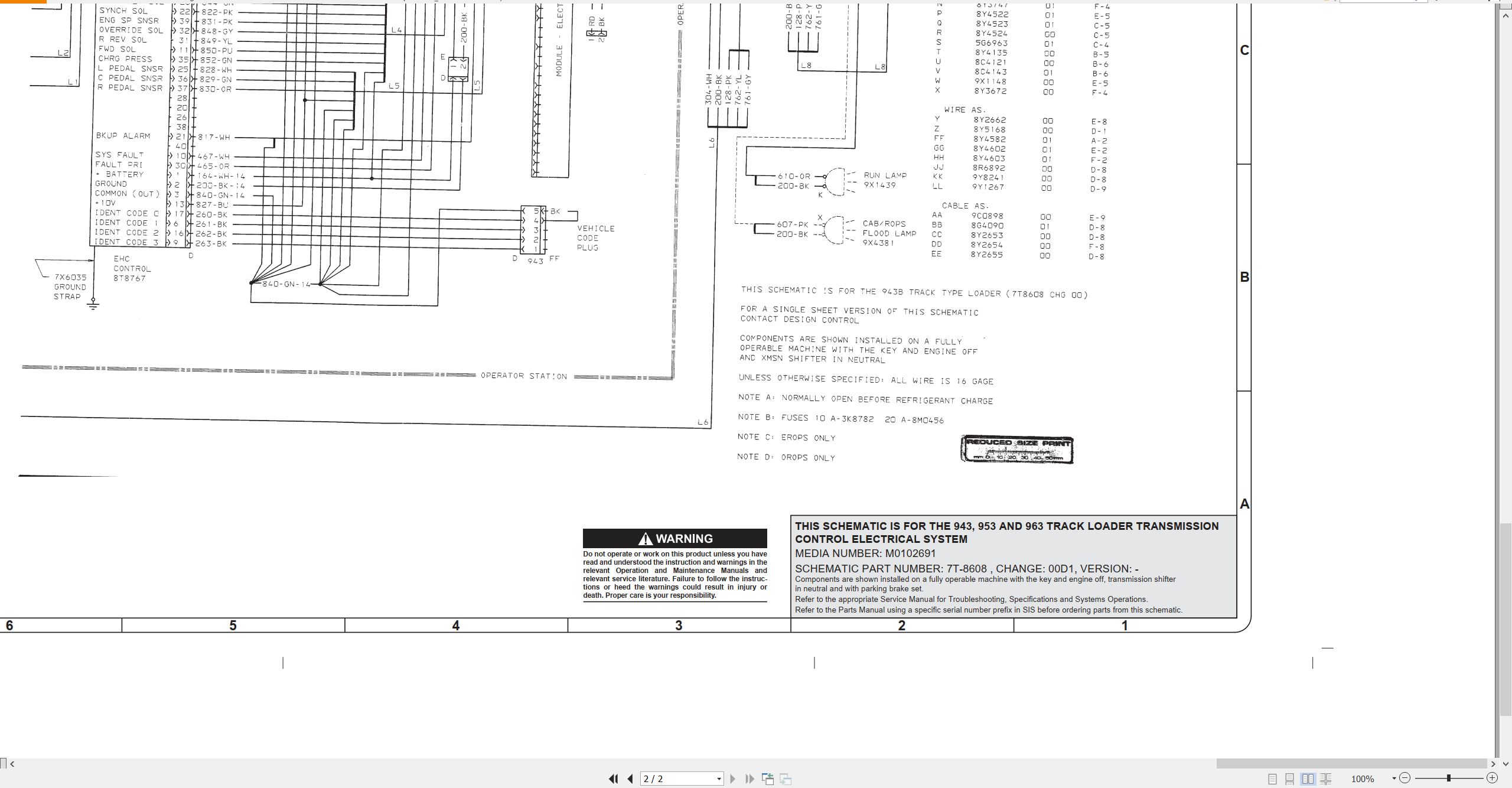 CAT Track Type Loader 943 Electrical Schematic (2)