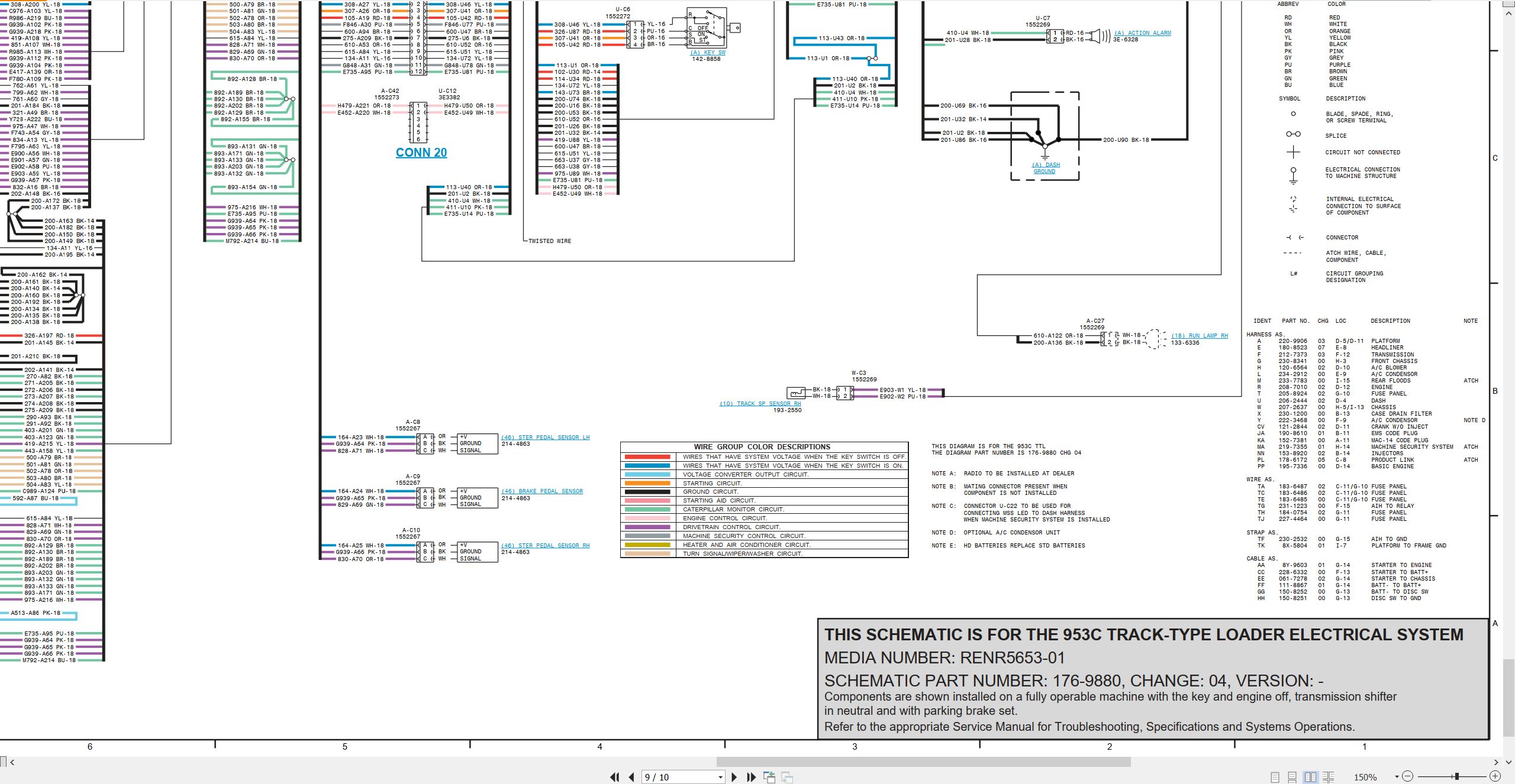 CAT Track Type Loader 953C Electrical Hydraulic Schematic (2)