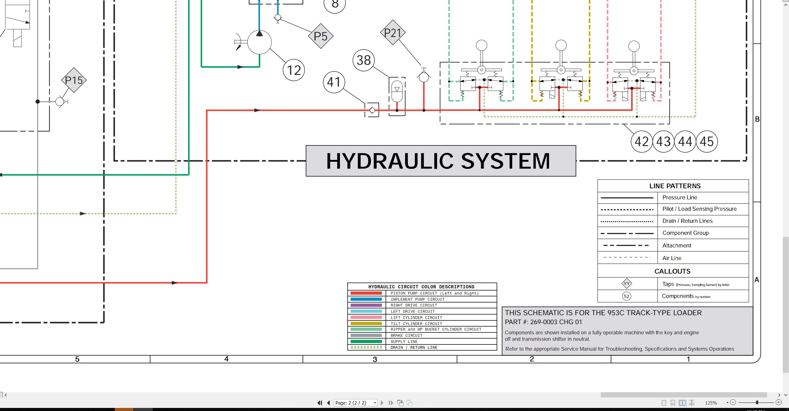 CAT Track Type Loader 953C Electrical Hydraulic Schematic (3)