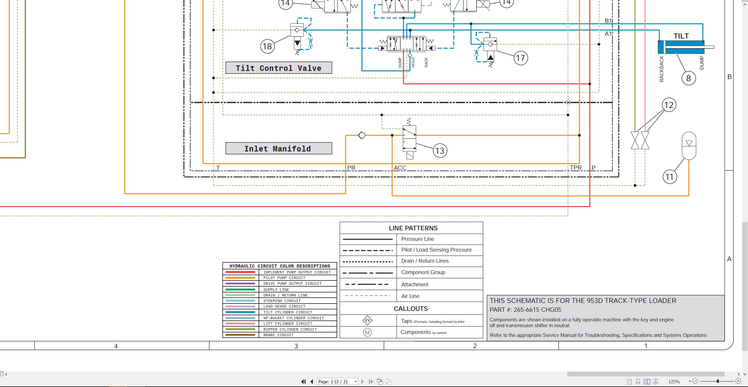 CAT Track Type Loader 953D Electrical Hydraulic Schematic (3)