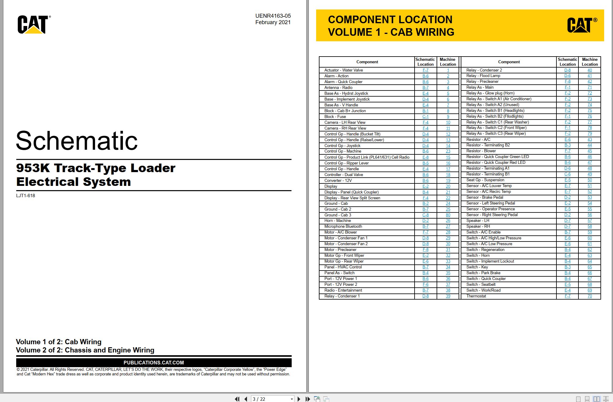 CAT Track Type Loader 953K Electrical Hydraulic Schematic (1)