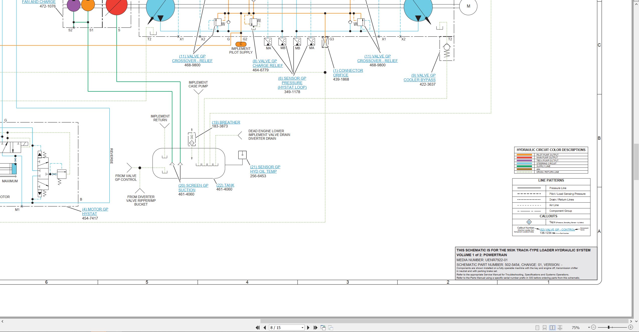 CAT Track Type Loader 953K Electrical Hydraulic Schematic (3)