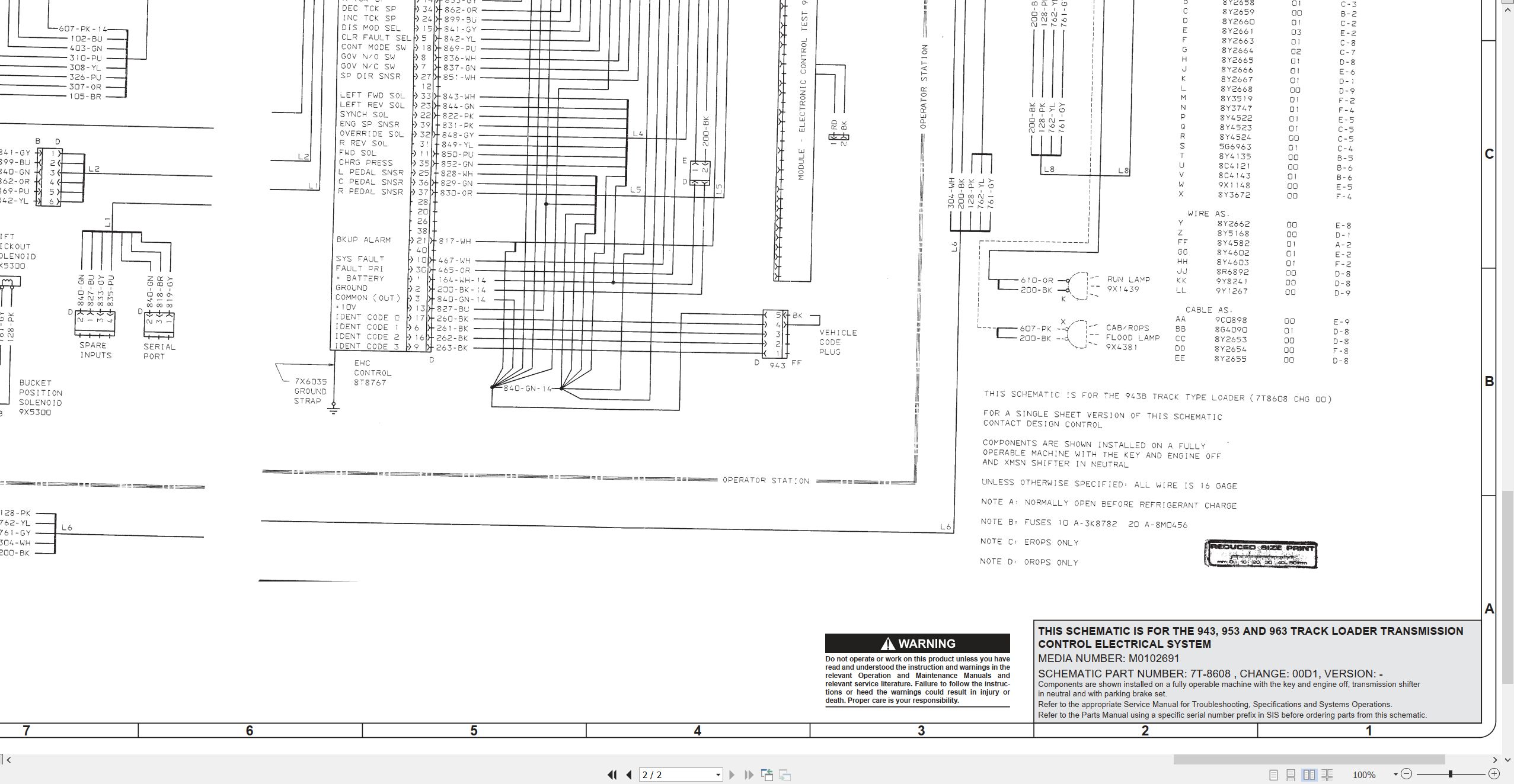CAT Track Type Loader 963 Electrical Hydraulic Schematic (2)