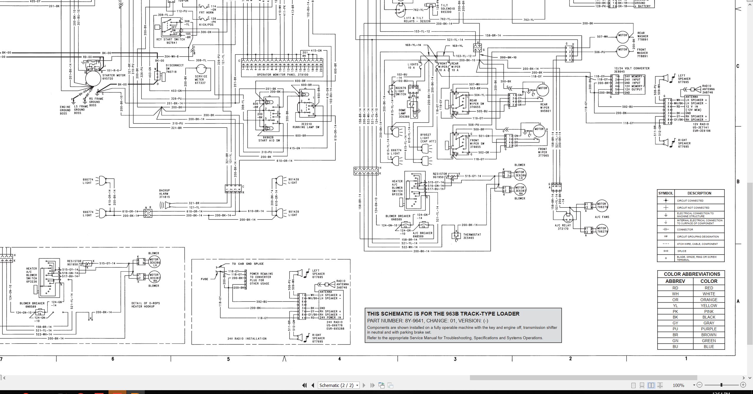 CAT Track Type Loader 963B Electrical Schematic SENR5312 01 1997 (2)