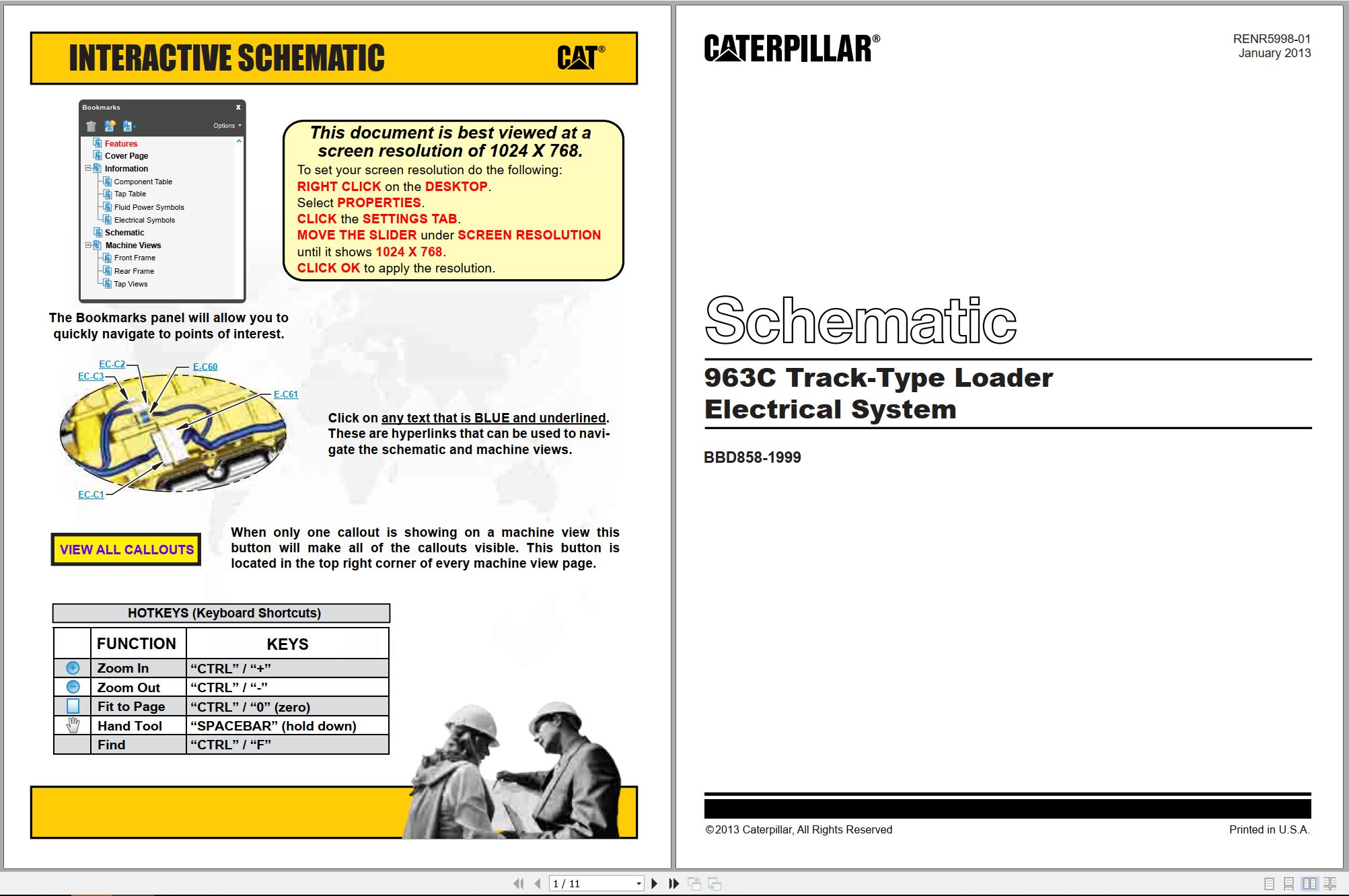 CAT Track Type Loader 963C Electrical Hydraulic Schematic (1)