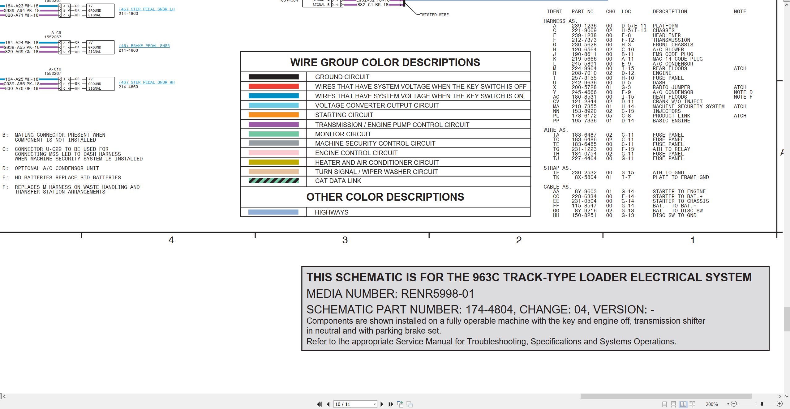 CAT Track Type Loader 963C Electrical Hydraulic Schematic (2)