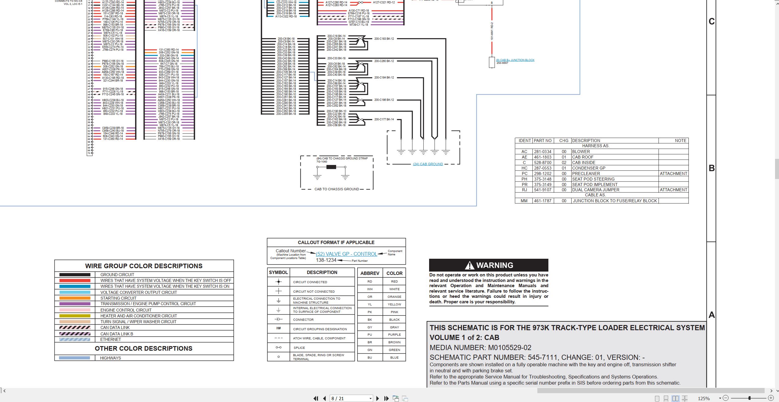 CAT Track Type Loader 973K Electrical Hydraulic Schematic (2)