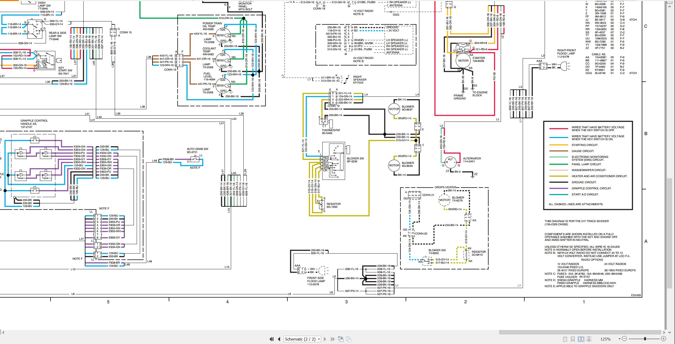 CAT Track Type Skidder 517 Electrical Hydraulic Schematic (2)