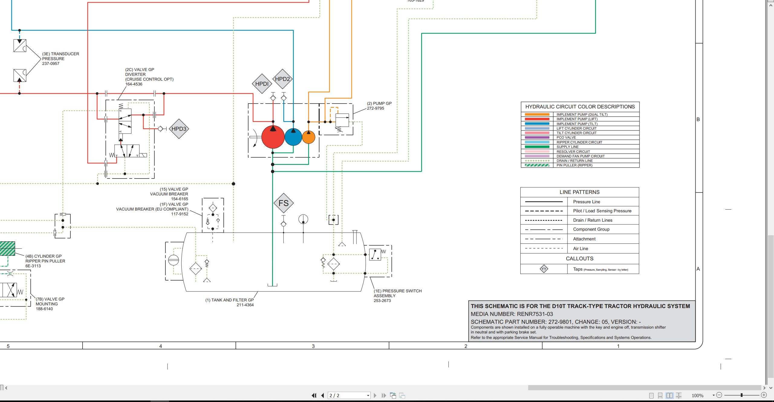 CAT Track Type Tractor D10T Electrical Hydraulic Schematic (3)
