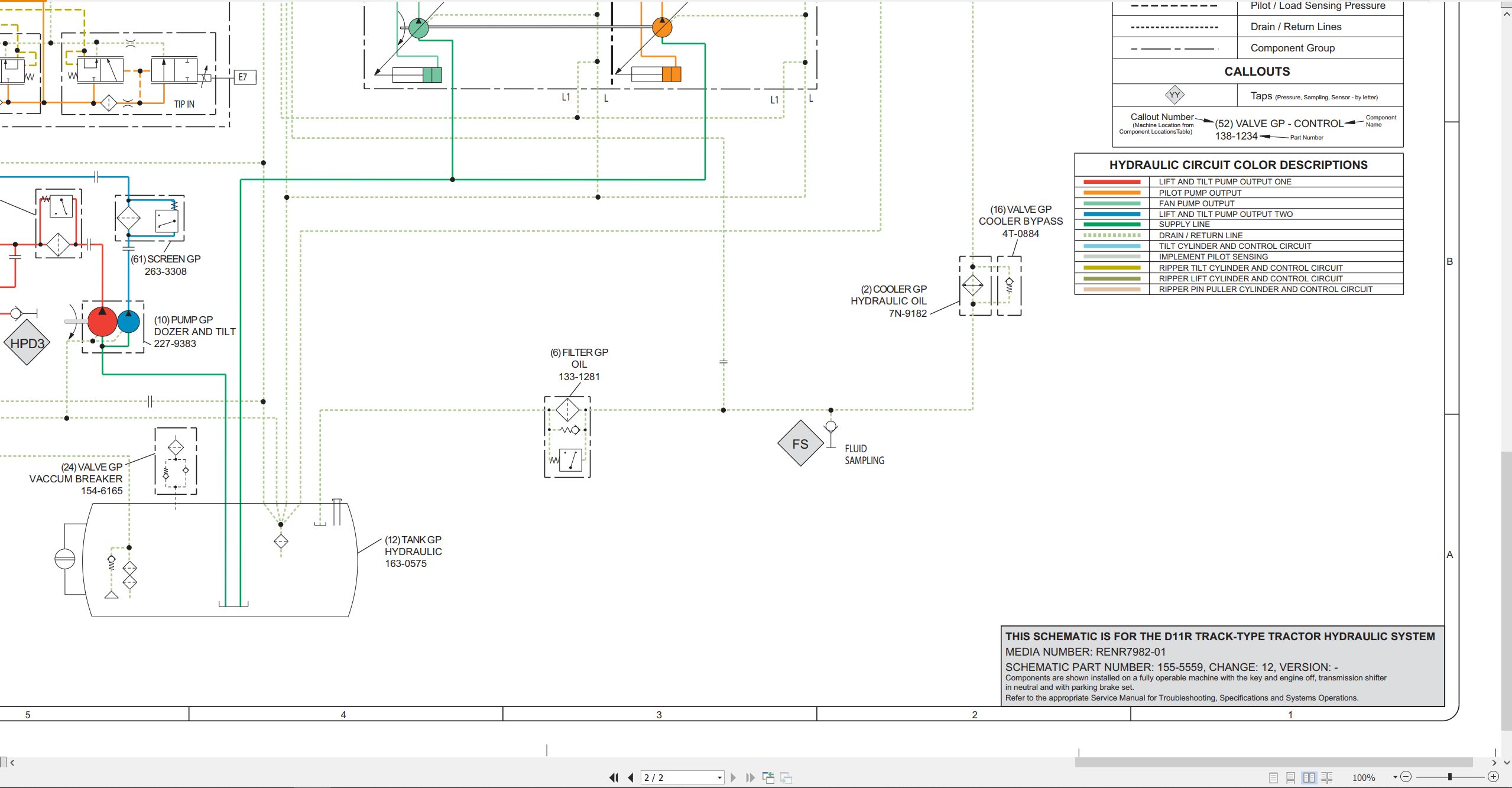CAT Track Type Tractor D11R Electrical Hydraulic Schematic (3)
