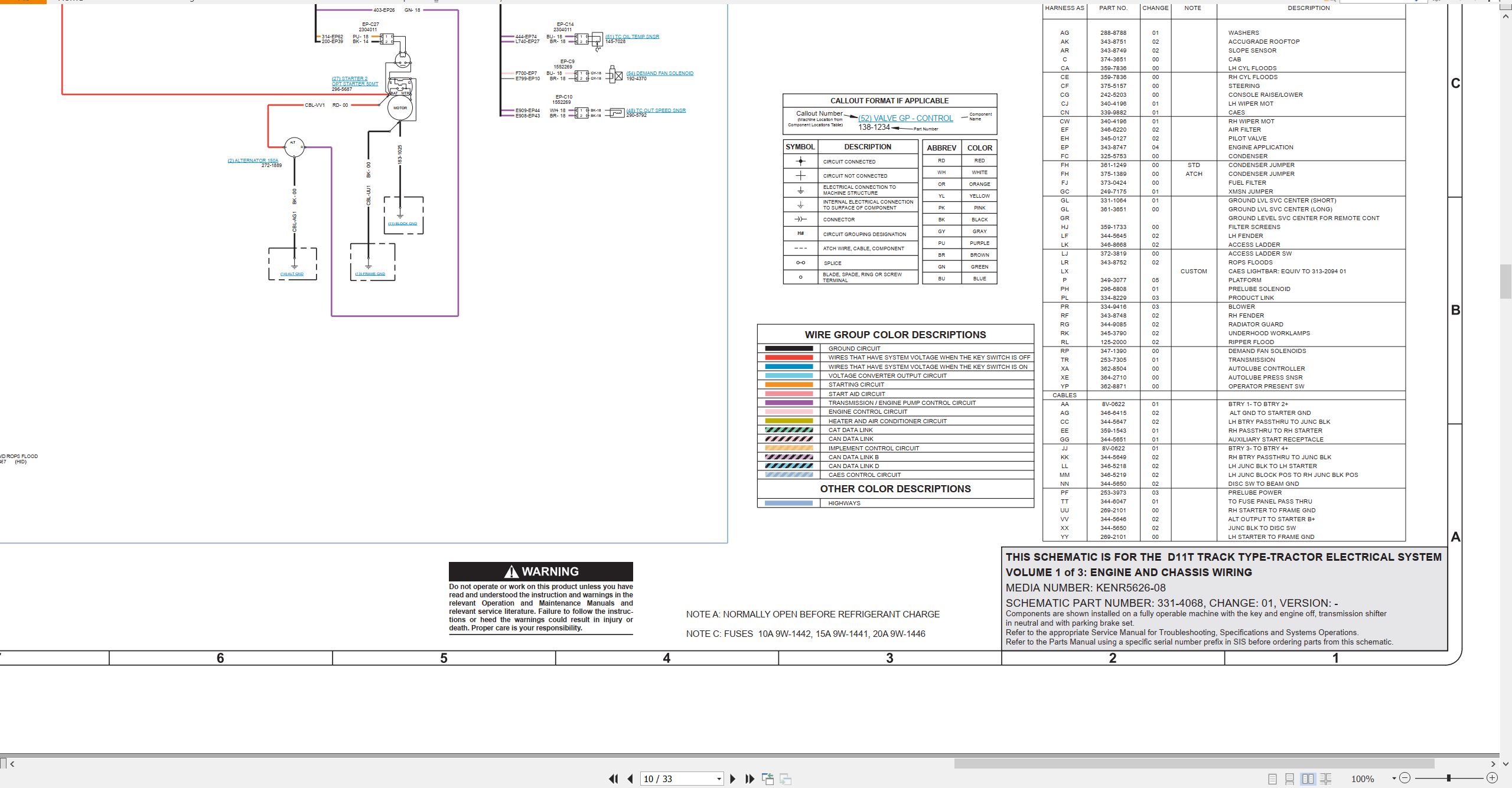 CAT Track Type Tractor D11T Electrical Hydraulic Schematic (2)