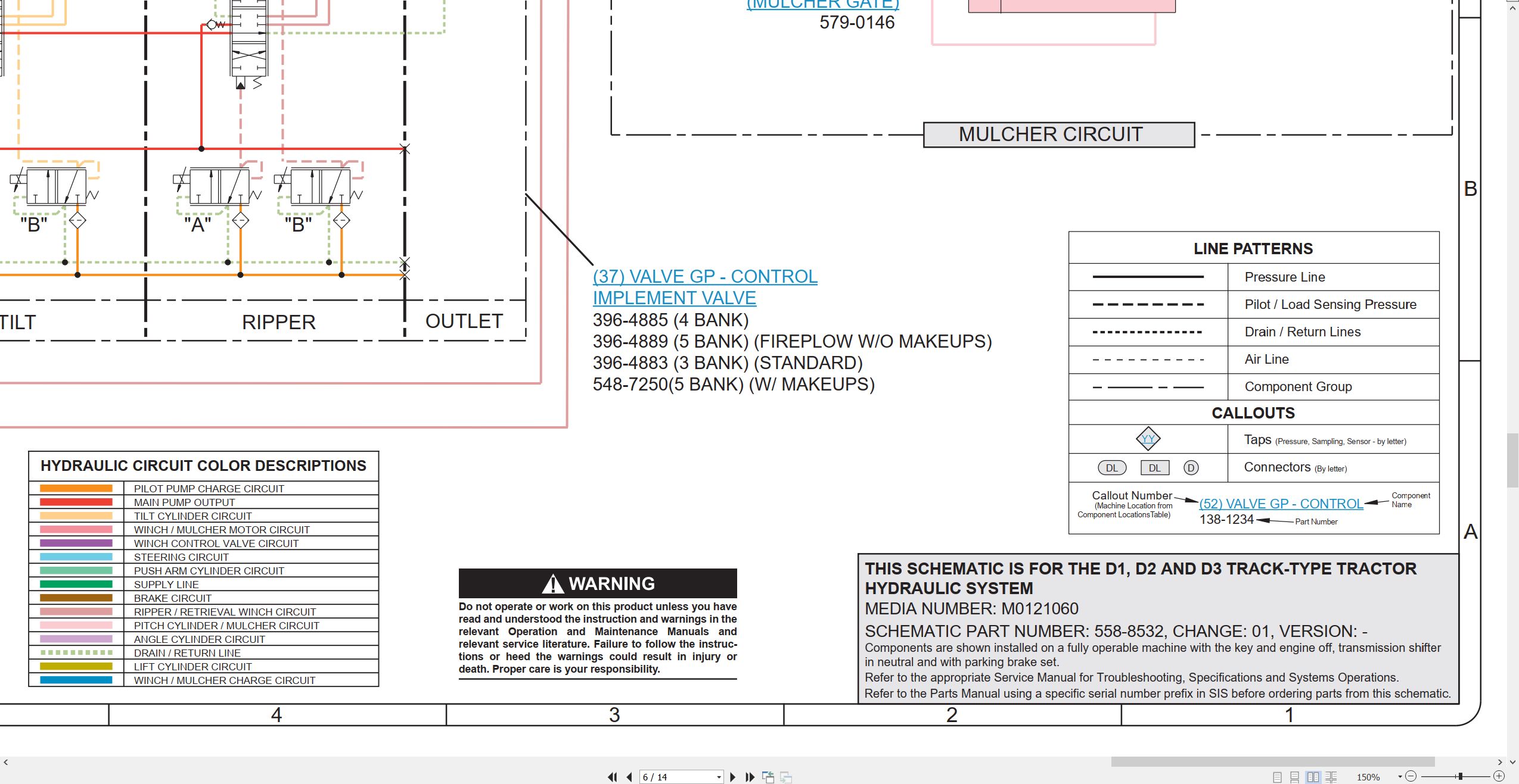 CAT Track Type Tractor D3 Electrical Hydraulic Schematic (3)