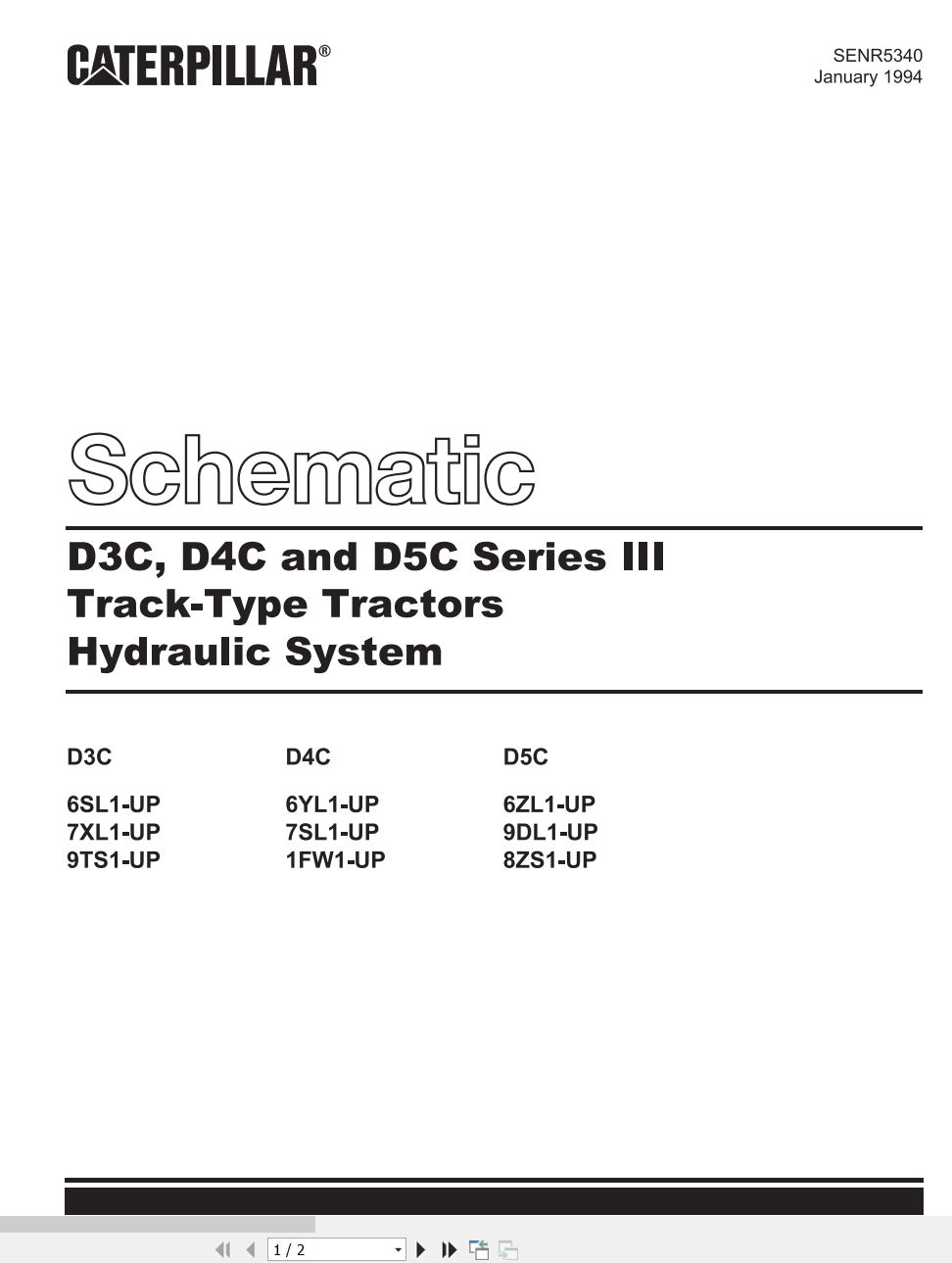CAT Track Type Tractor D3C D4C D5C Hydraulic Schematic SENR5340 00 1994 (1)