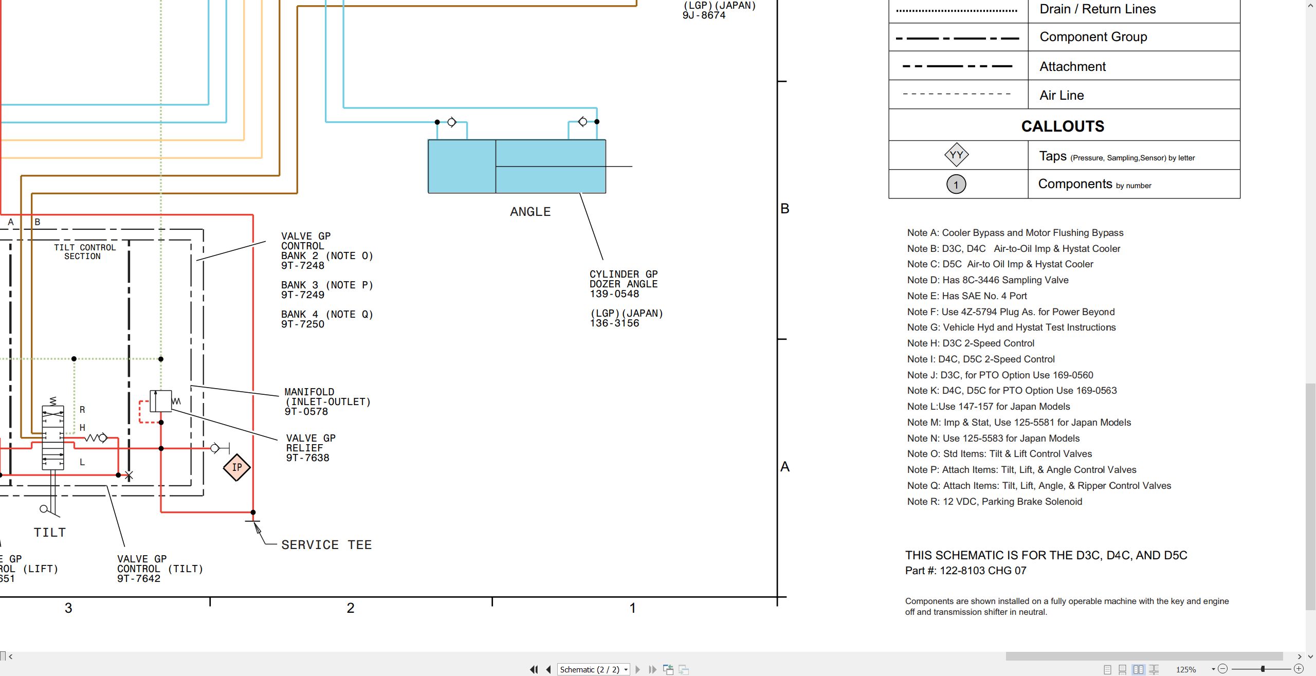 CAT Track Type Tractor D3C III Electrical Hydraulic Schematic (3)