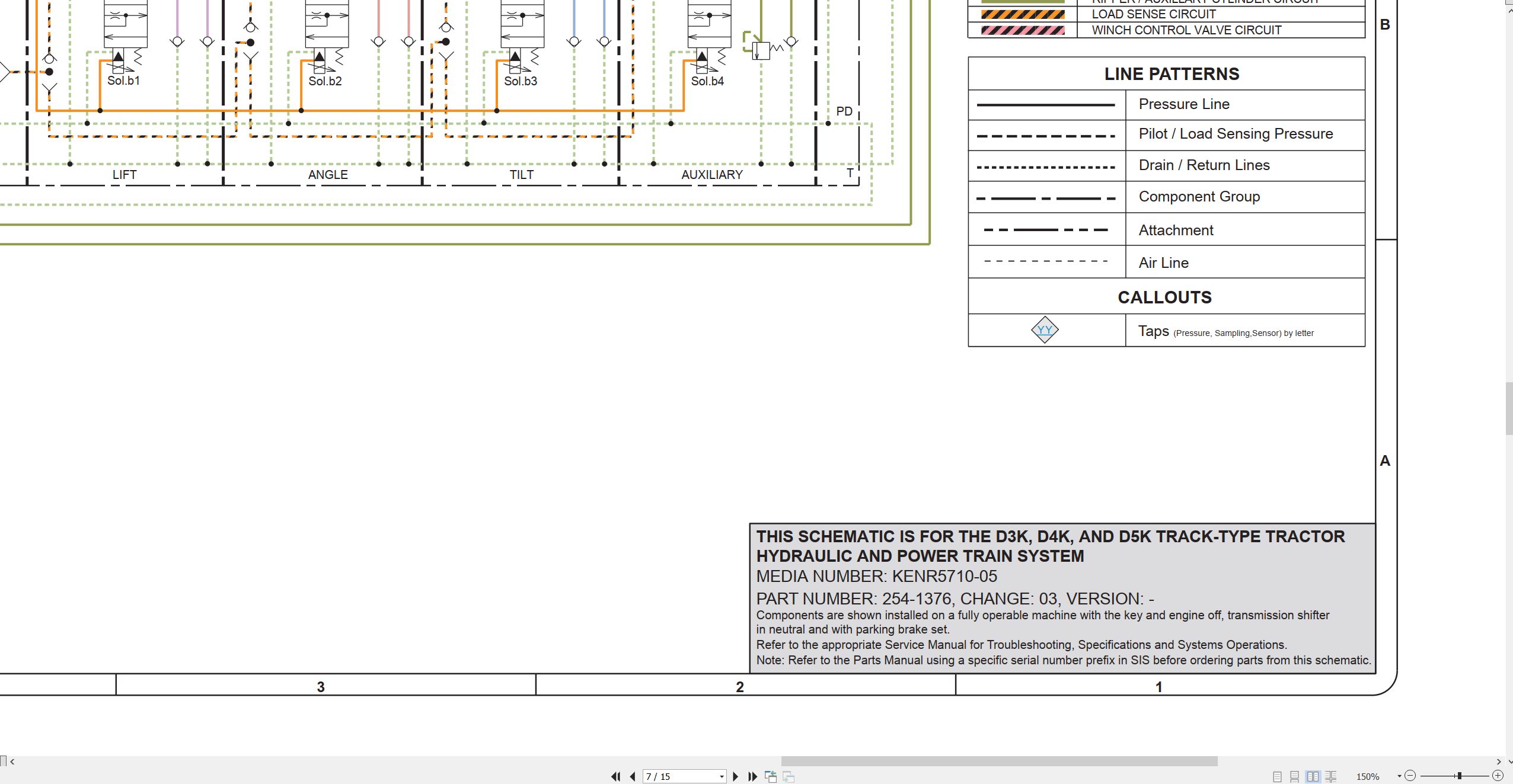 CAT Track Type Tractor D3K Electrical Hydraulic Schematic (3)