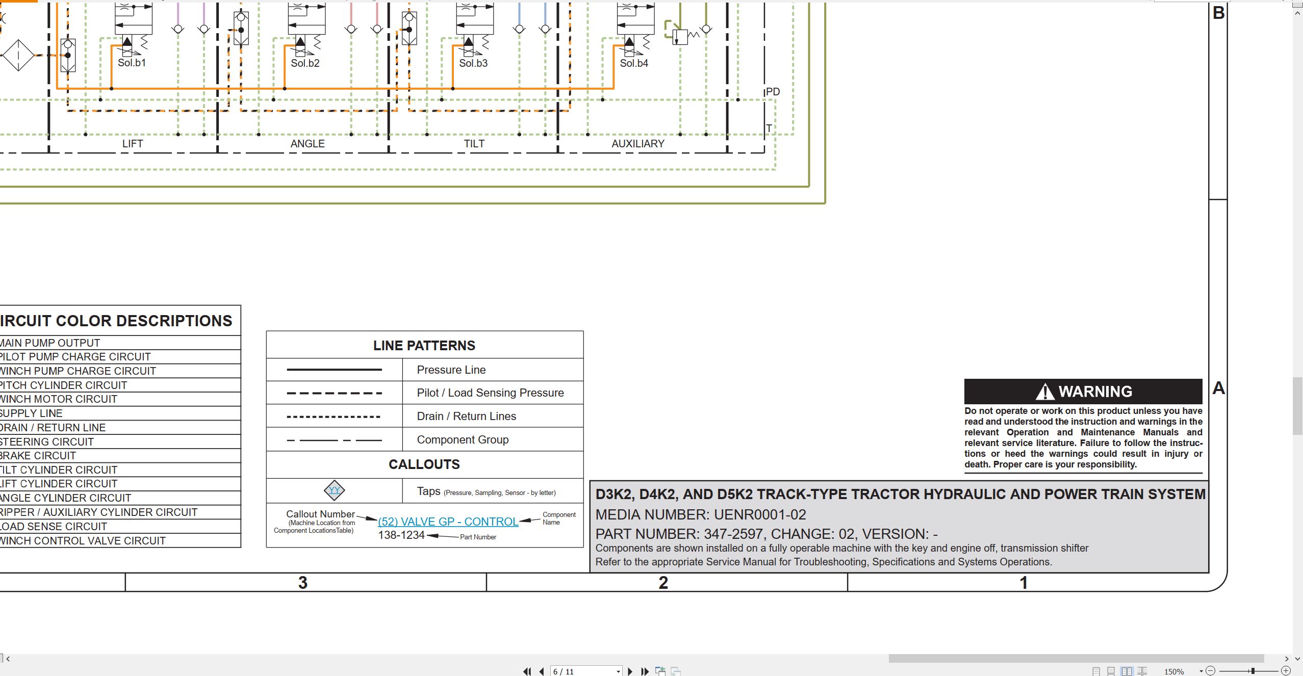 CAT Track Type Tractor D3K2 Electrical Hydraulic Schematic (3)