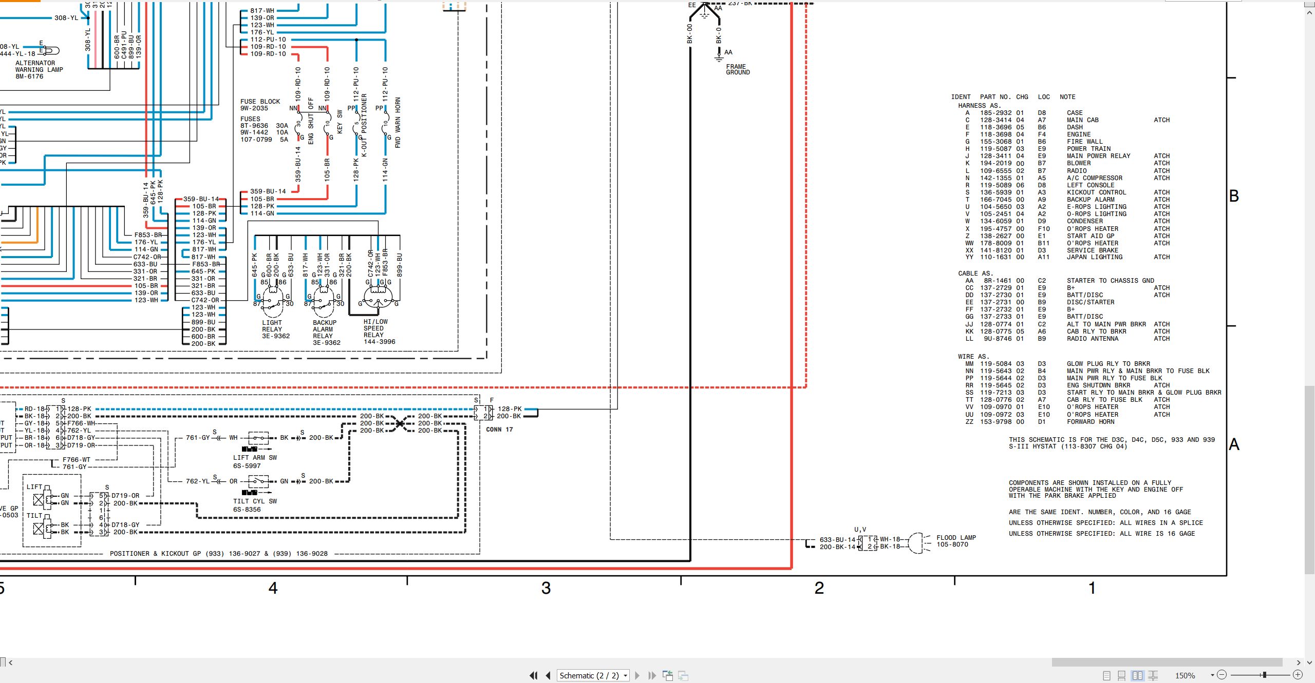 CAT Track Type Tractor D4C III Electrical Hydraulic Schematic (2)