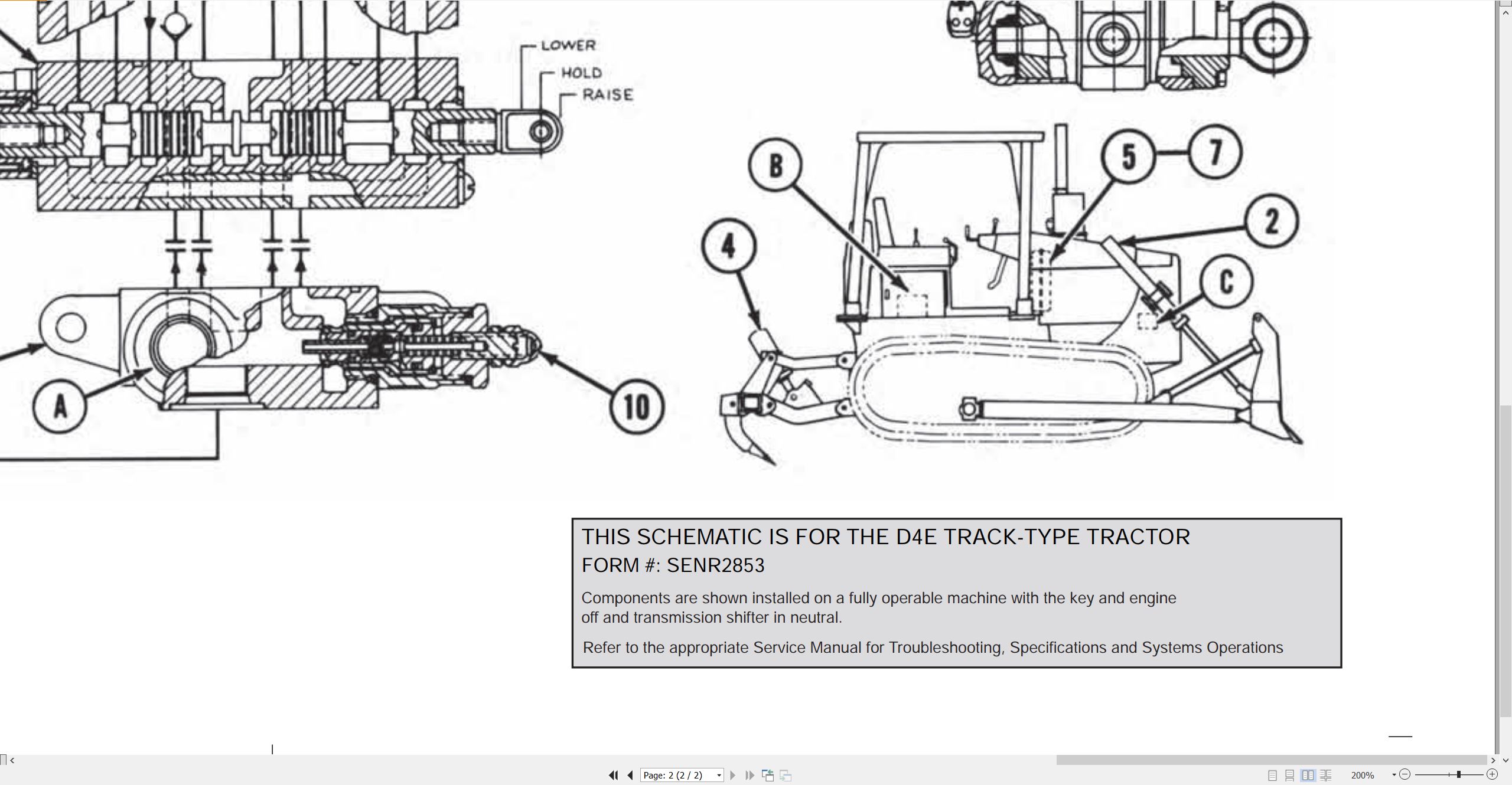 CAT Track Type Tractor D4E Hydraulic System Schematic SENR2853 00 1983 (2)