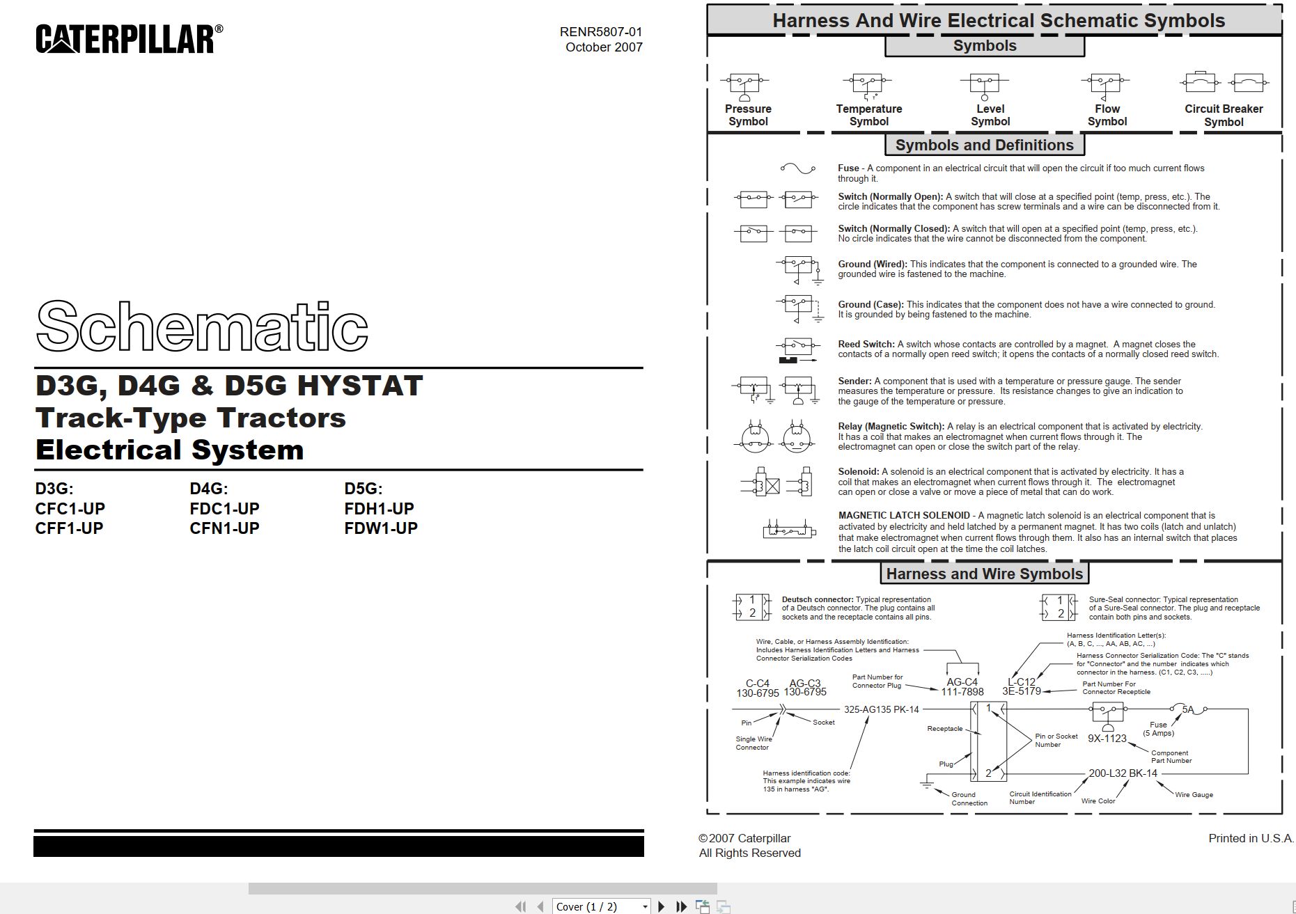 CAT Track Type Tractor D4G Electrical Hydraulic Schematic (1)