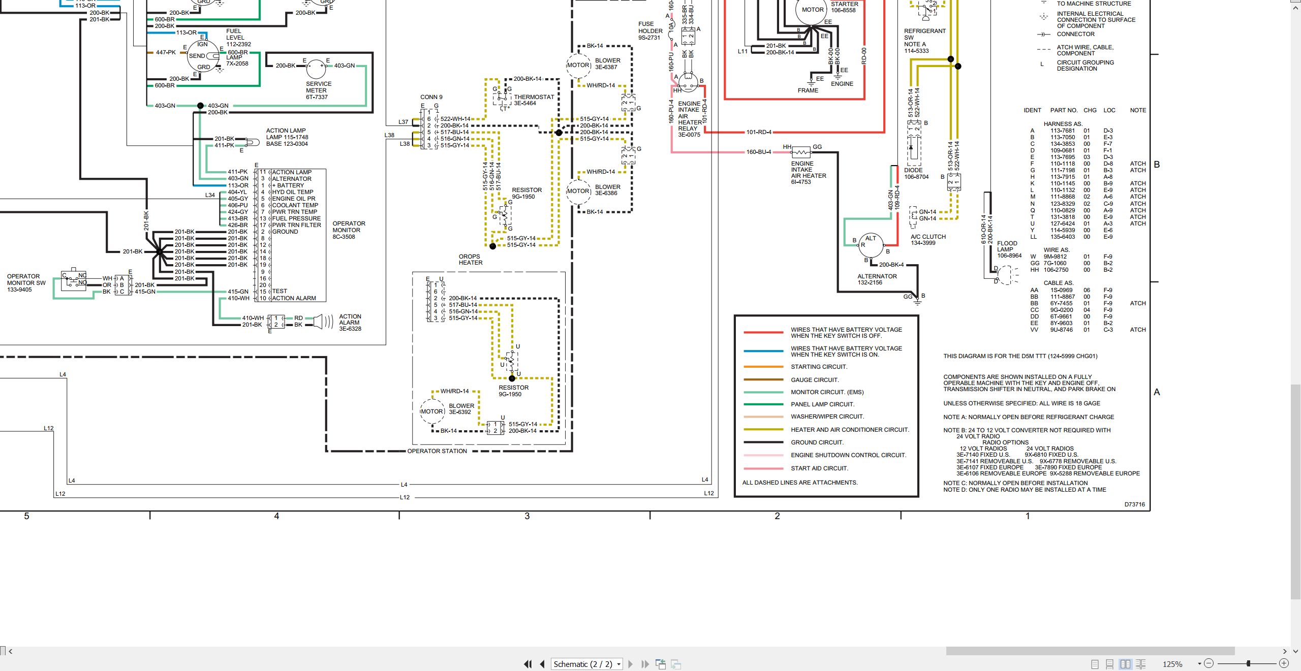 CAT Track Type Tractor D5M Electrical Hydraulic Schematic (2)