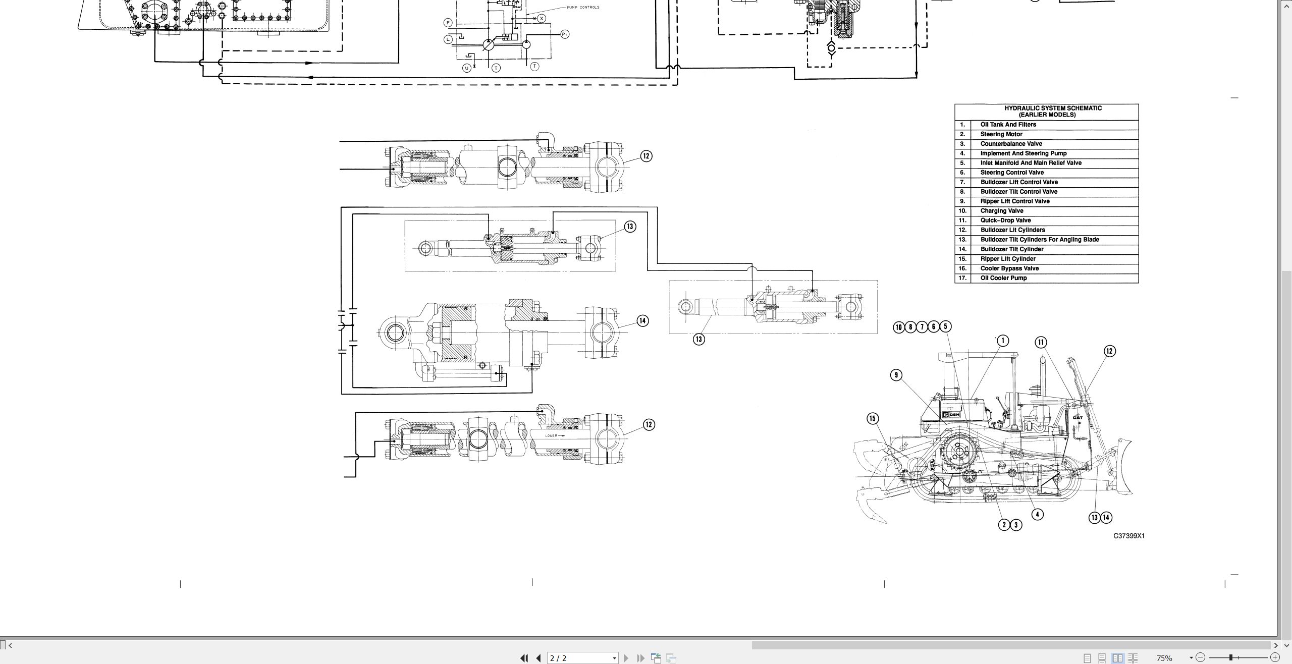 CAT Track Type Tractor D6H Electrical Hydraulic Schematic (3)