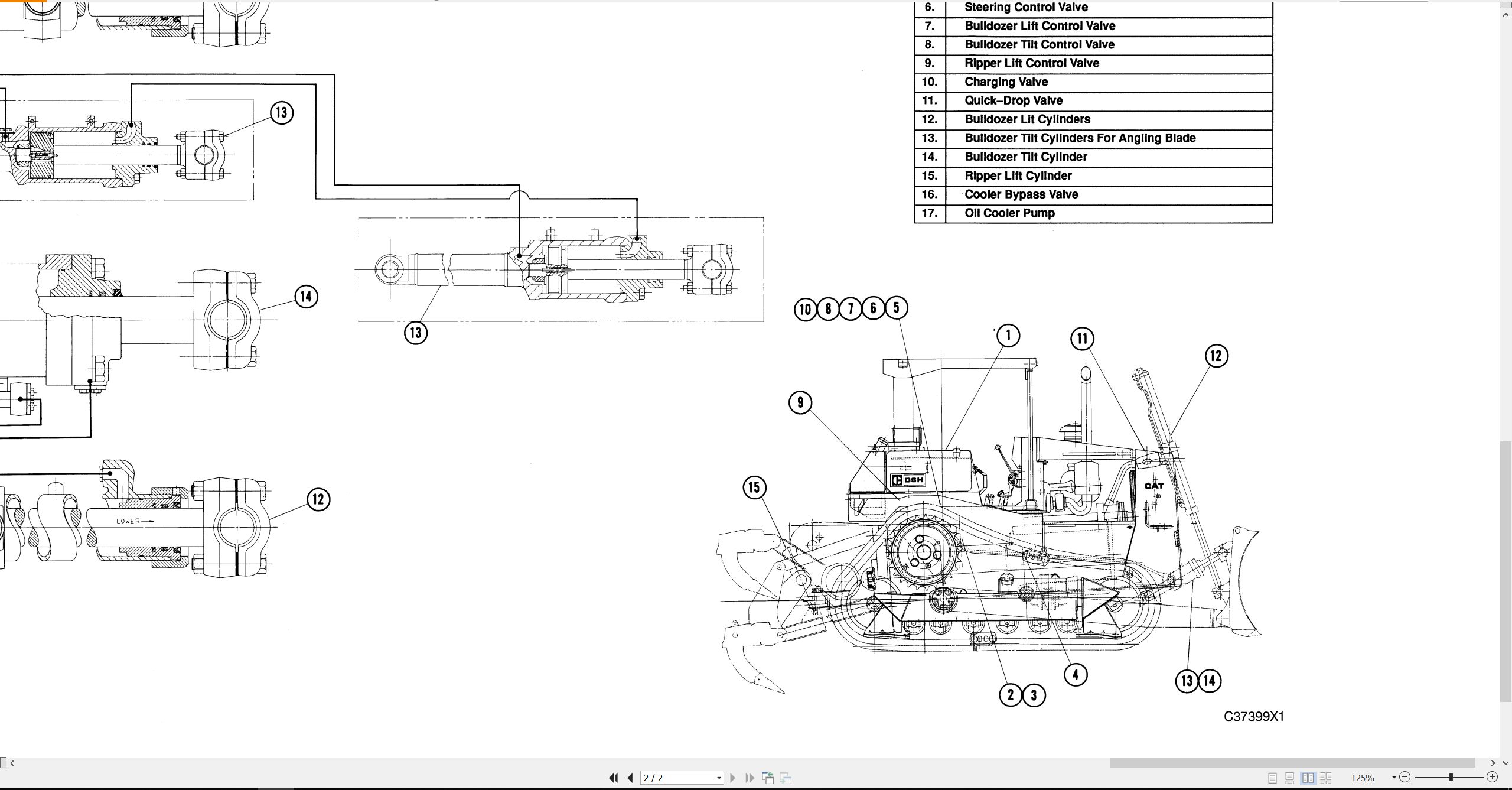CAT Track Type Tractor D6H II Electrical Hydraulic Schematic (3)