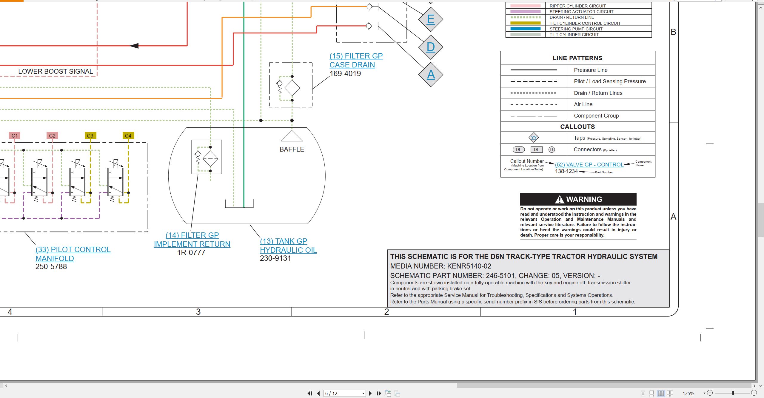 CAT Track Type Tractor D6N Electrical Hydraulic Schematic (3)