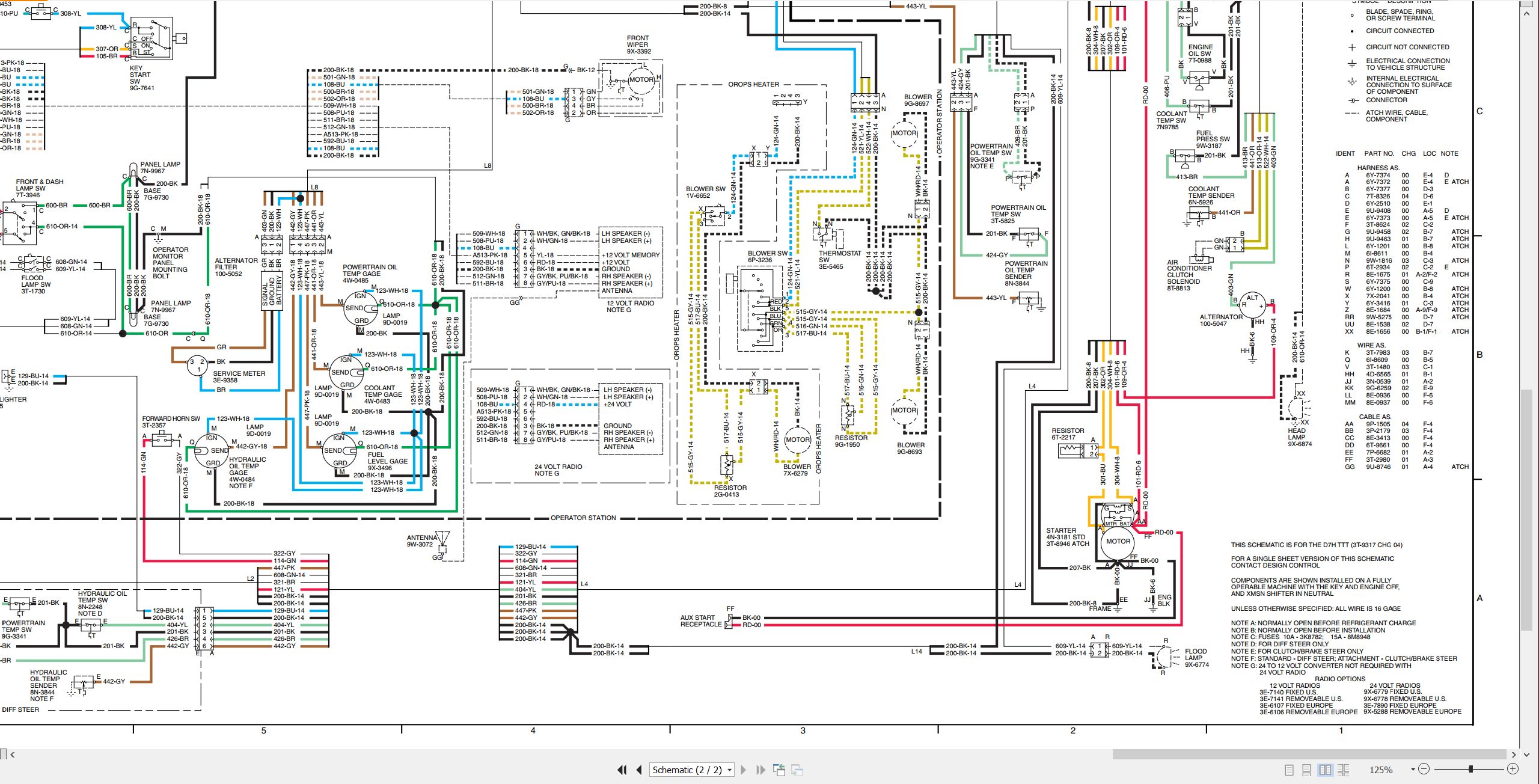 CAT Track Type Tractor D7H II Electrical Hydraulic Schematic (2)