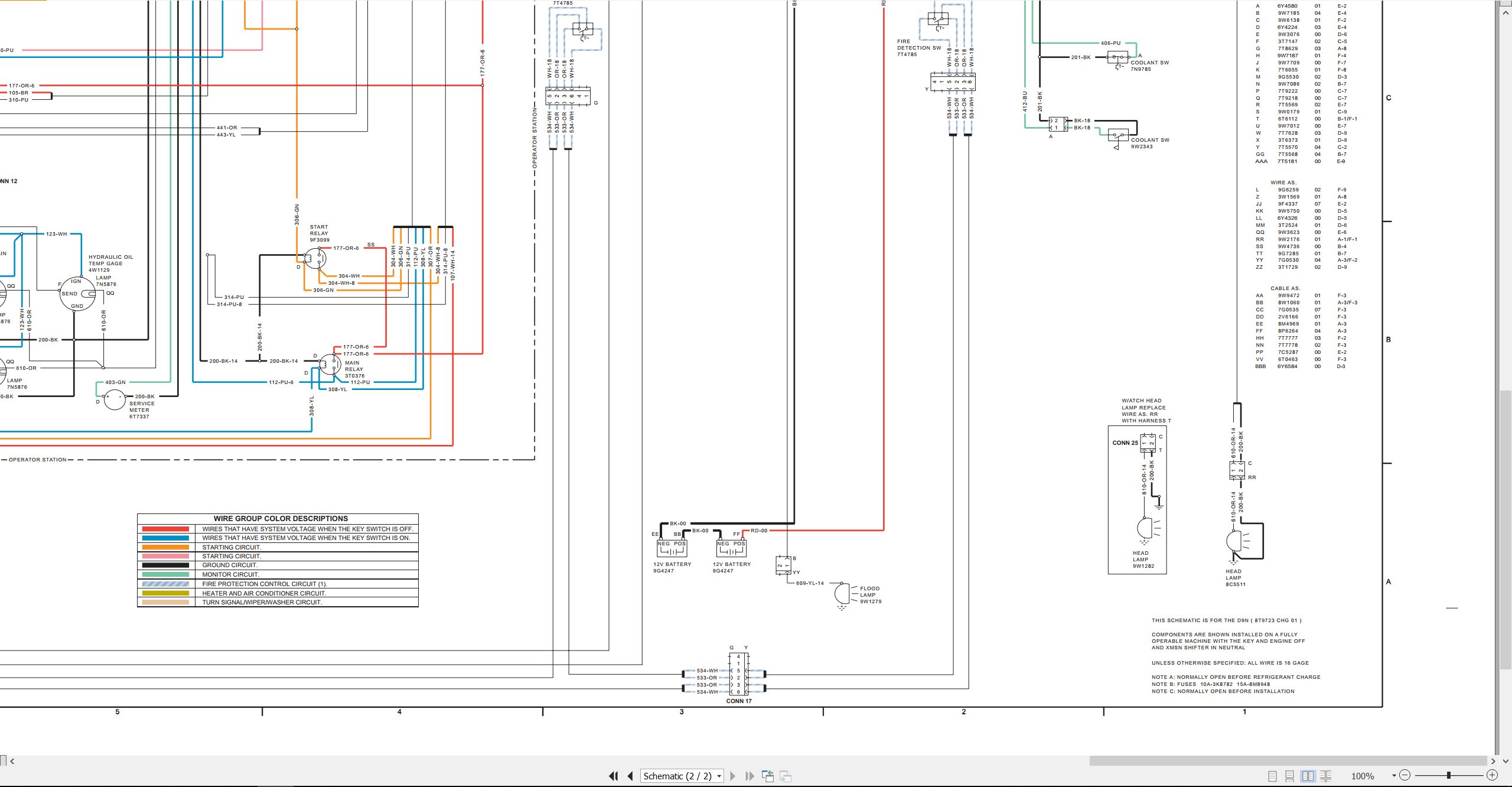 CAT Track Type Tractor D9N Electrical Schematic (2)