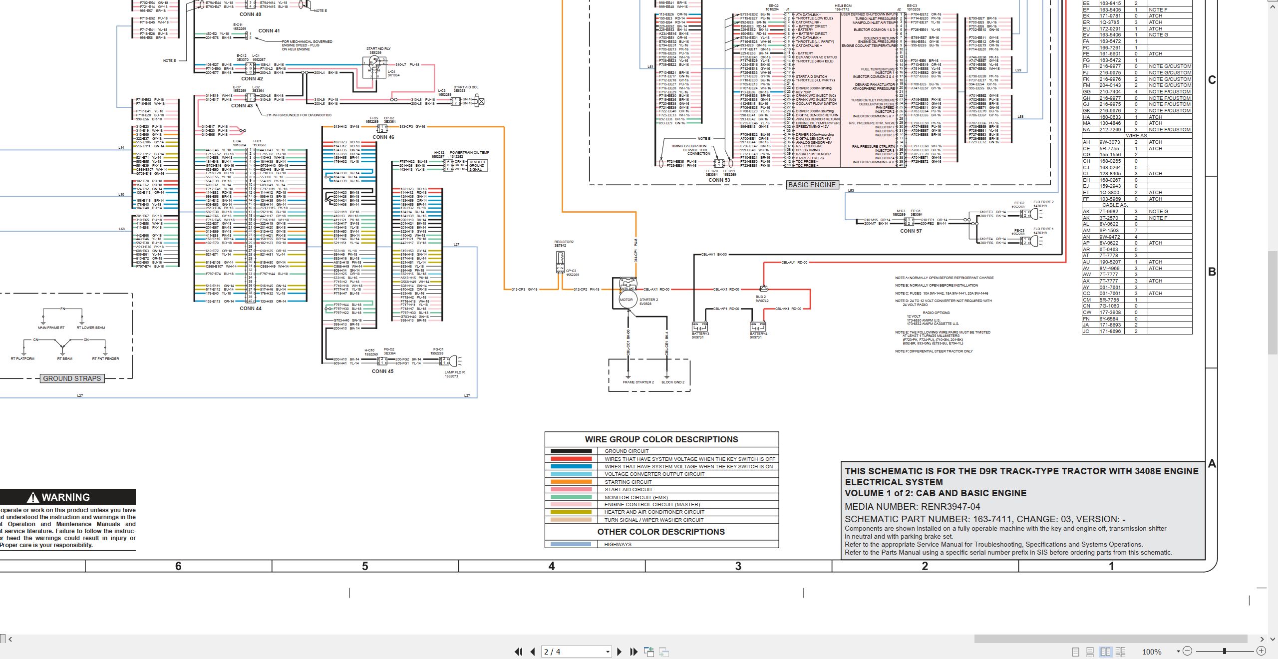 CAT Track Type Tractor D9R Electrical Hydraulic Schematic (2)