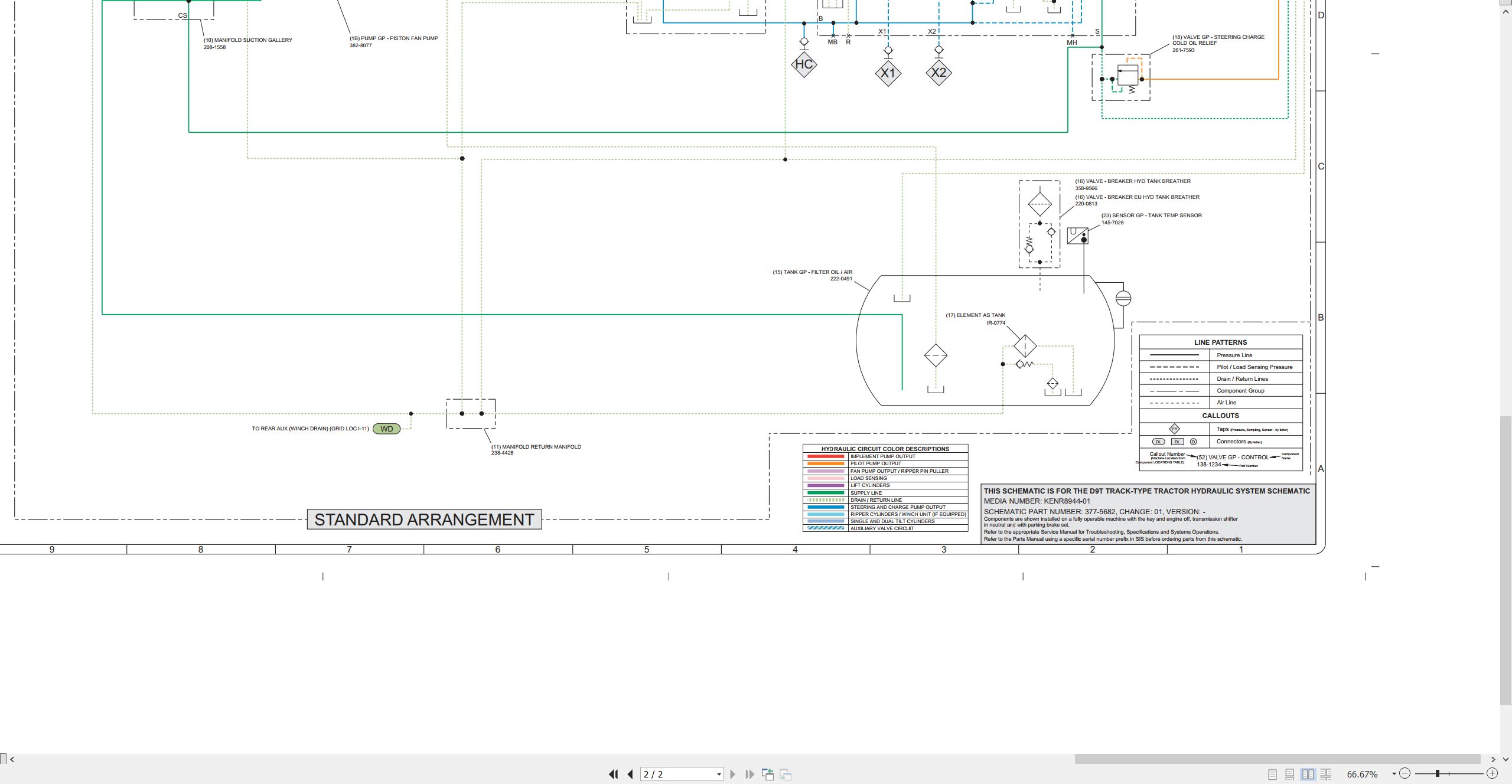 CAT Track Type Tractor D9T Electrical Hydraulic Schematic (3)