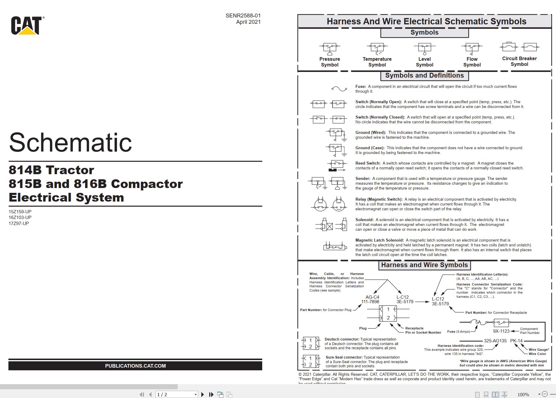CAT Tractor Compactor 815B to 816B Electrical Schematic SENR2588 01 2021 (1)