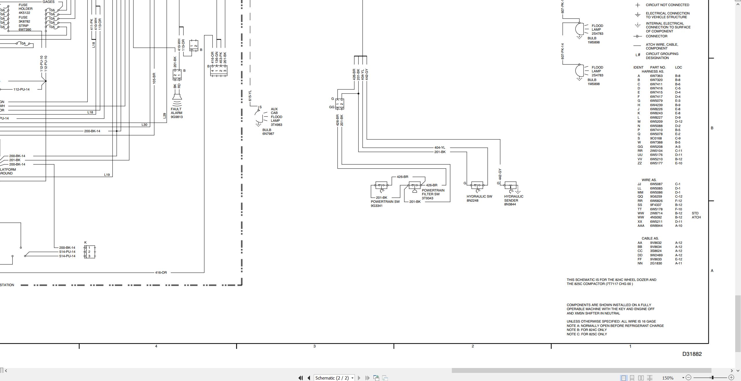 CAT Tractor Compactor 824C 825C Electrical Schematic SENR4731 00 1990 (2)