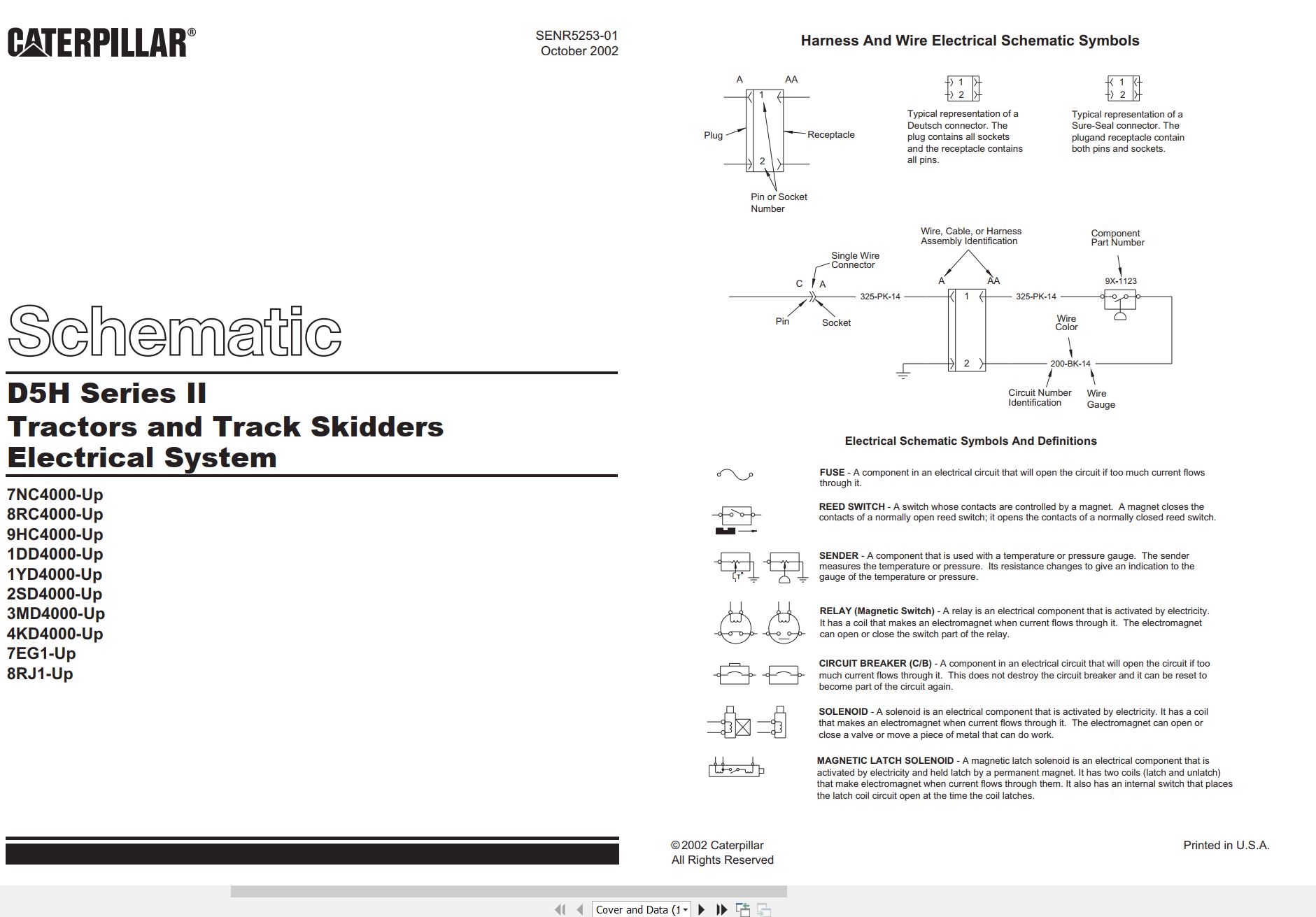 CAT Tractors D5H Electrical Schematic SENR5253 01 2002 (1)