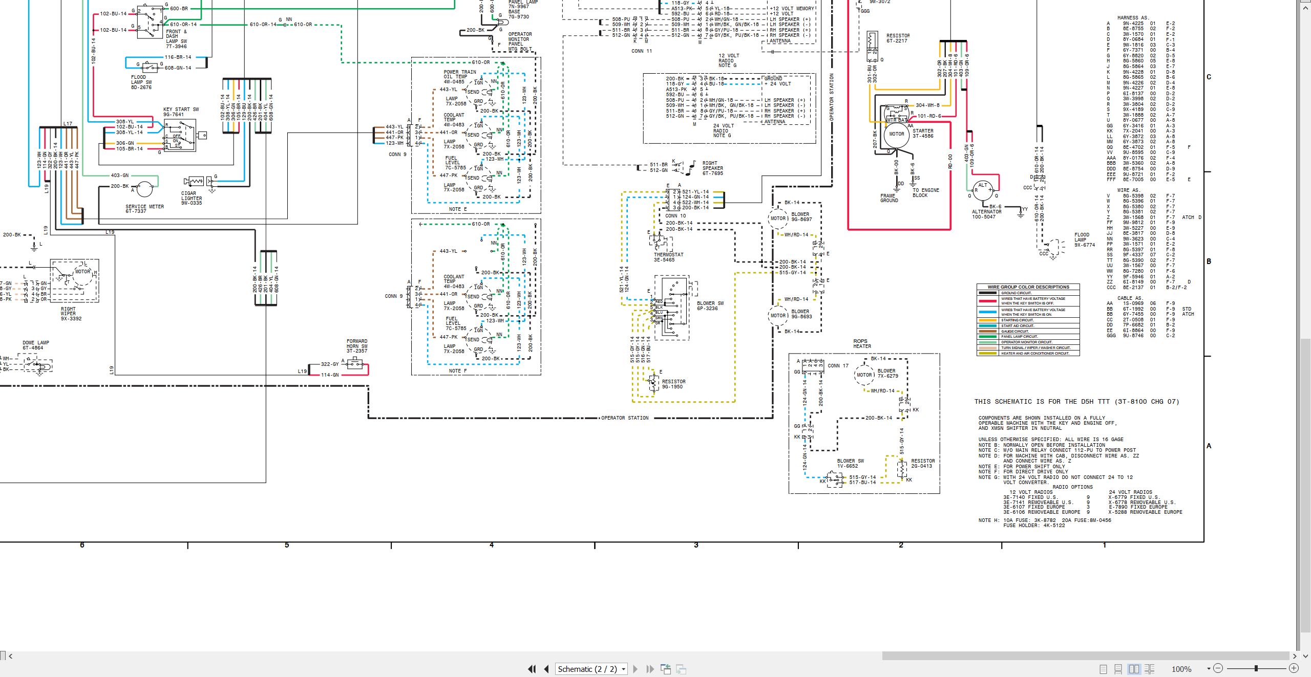 CAT Tractors D5H Electrical Schematic SENR5253 01 2002 (2)